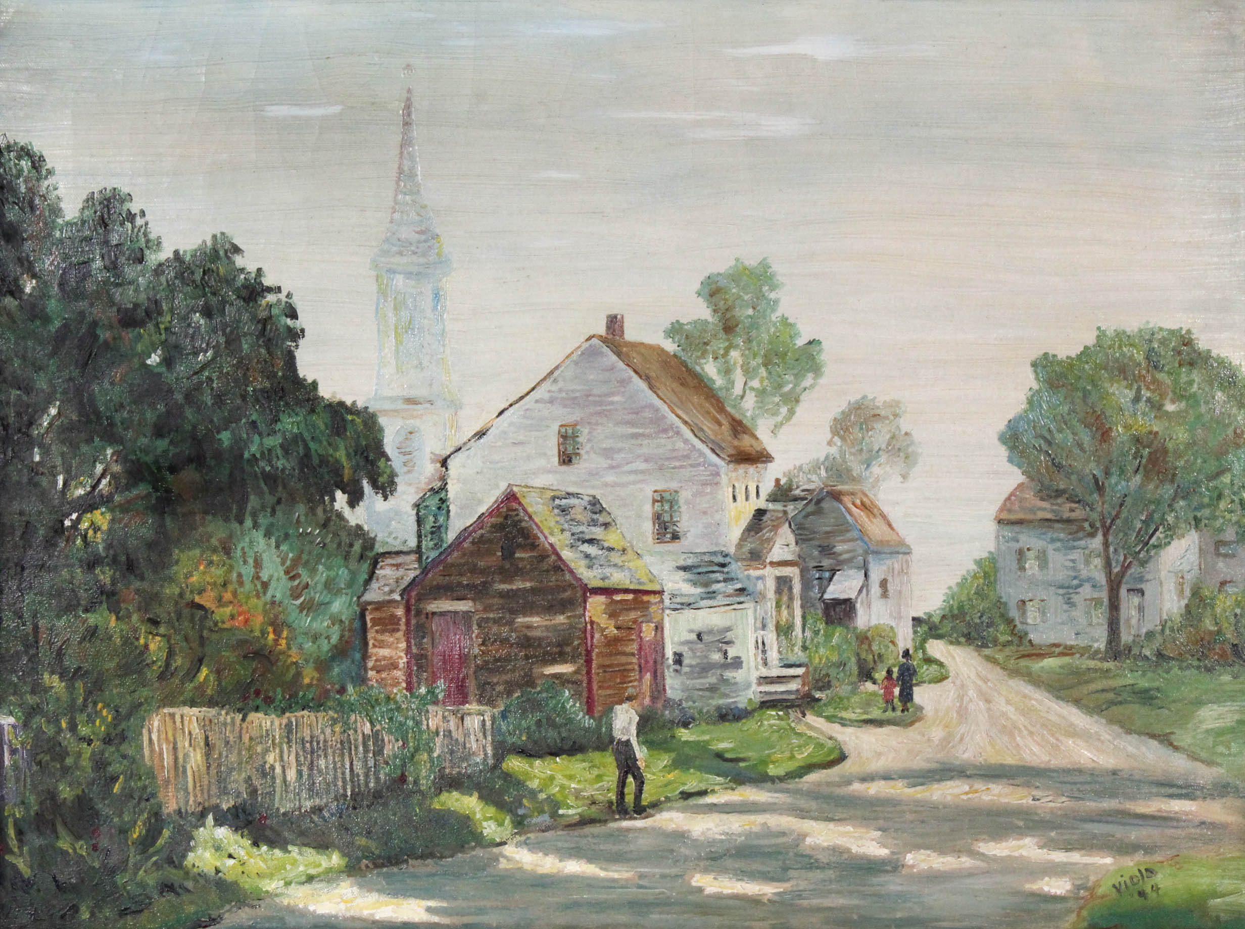 Vintage Viola Oil Painting