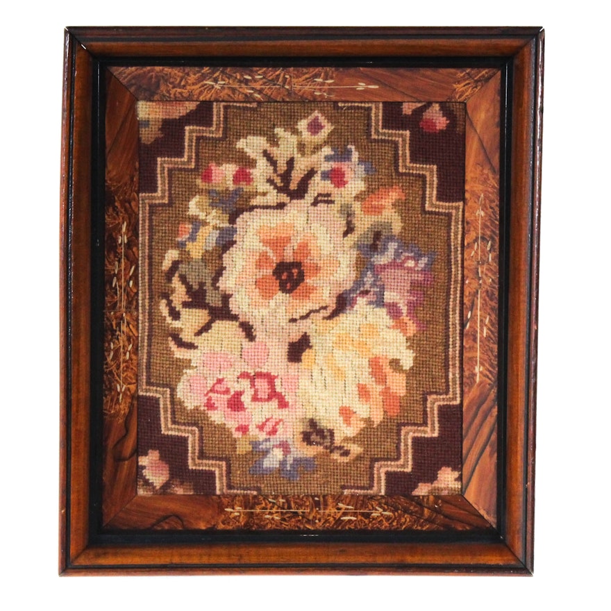 Vintage Needlepoint in Hand-Etched Frame