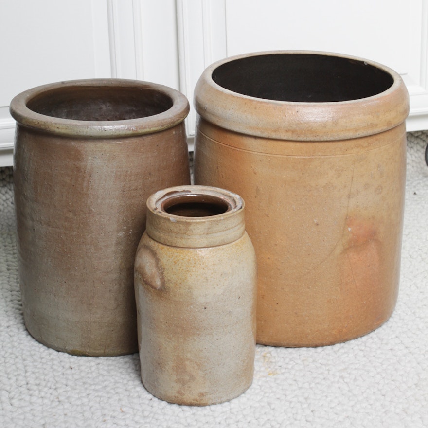 Vintage Salt Glazed Stoneware Crocks