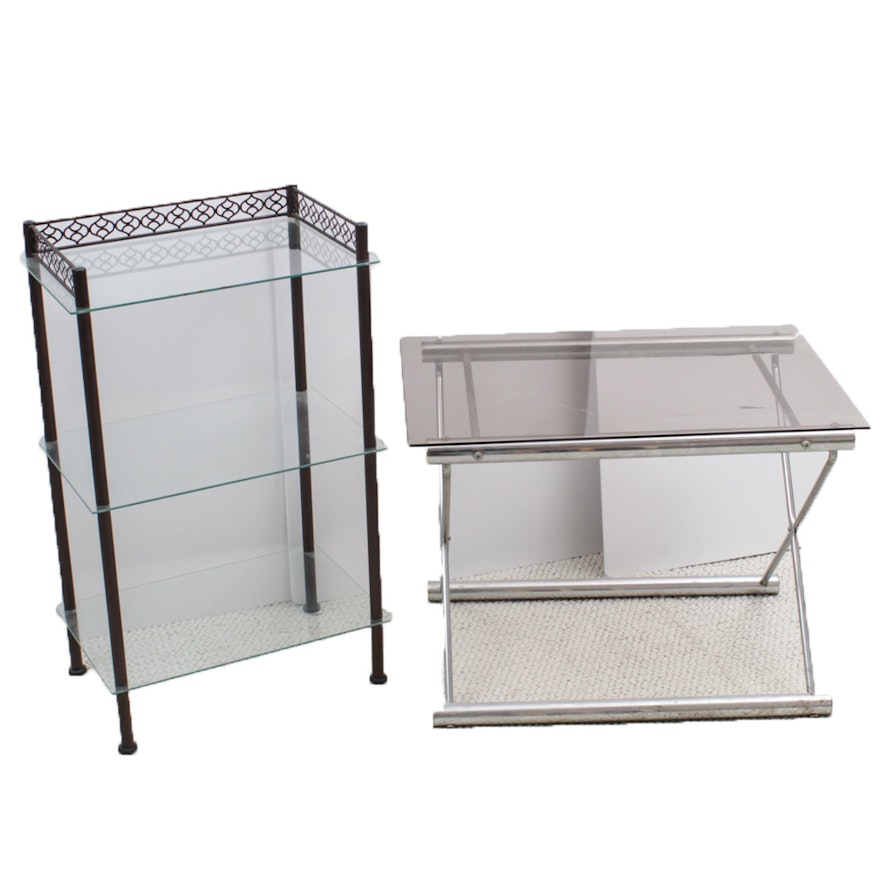 Contemporary Glass Top Accent Table and Shelving Unit