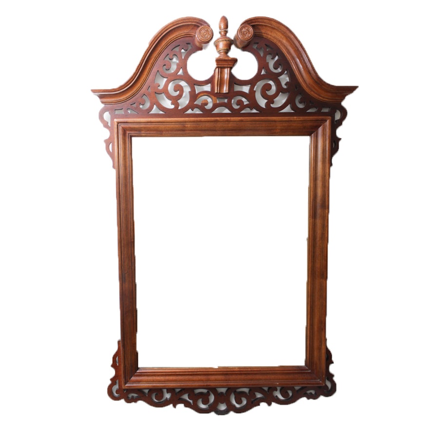 Vintage Federal Style Mahogany Veneer Wall Mirror