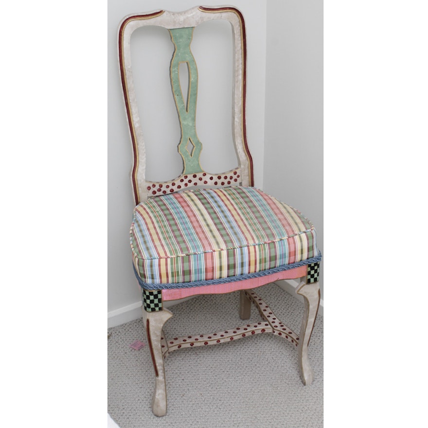 Contemporary Painted Side Chair in the Style of Mackenzie Childs