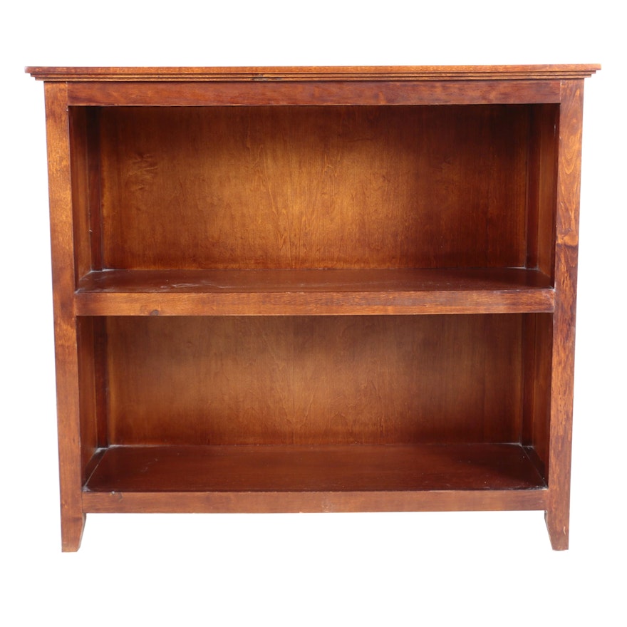 Two-Shelf Open Bookcase with Honey Oak Finish