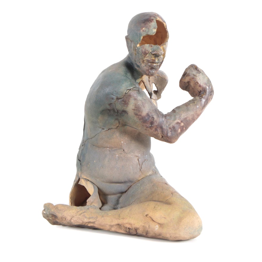 Raku Fired Ceramic Figural Sculpture