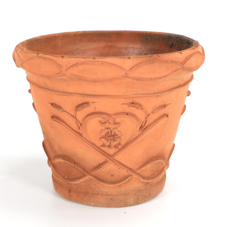 American Pottery Thermo-Lite Planter with Cattail Motif