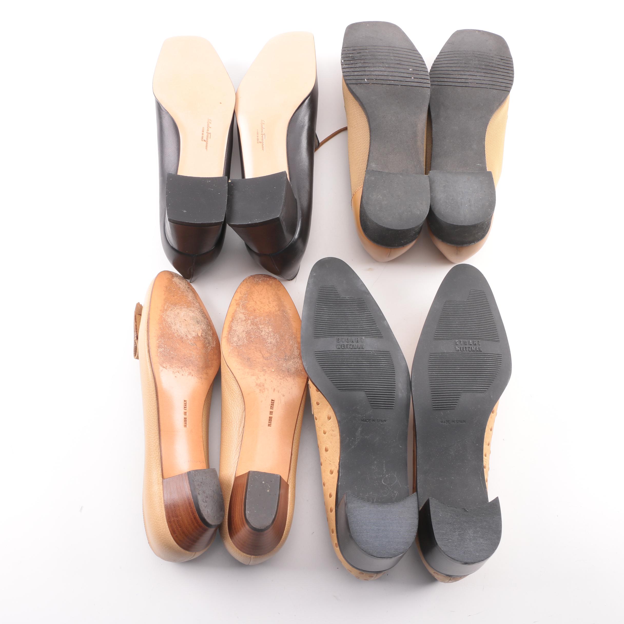 Salvatore Ferragamo and Stuart Weitzman Loafers and Low-Heeled Shoes
