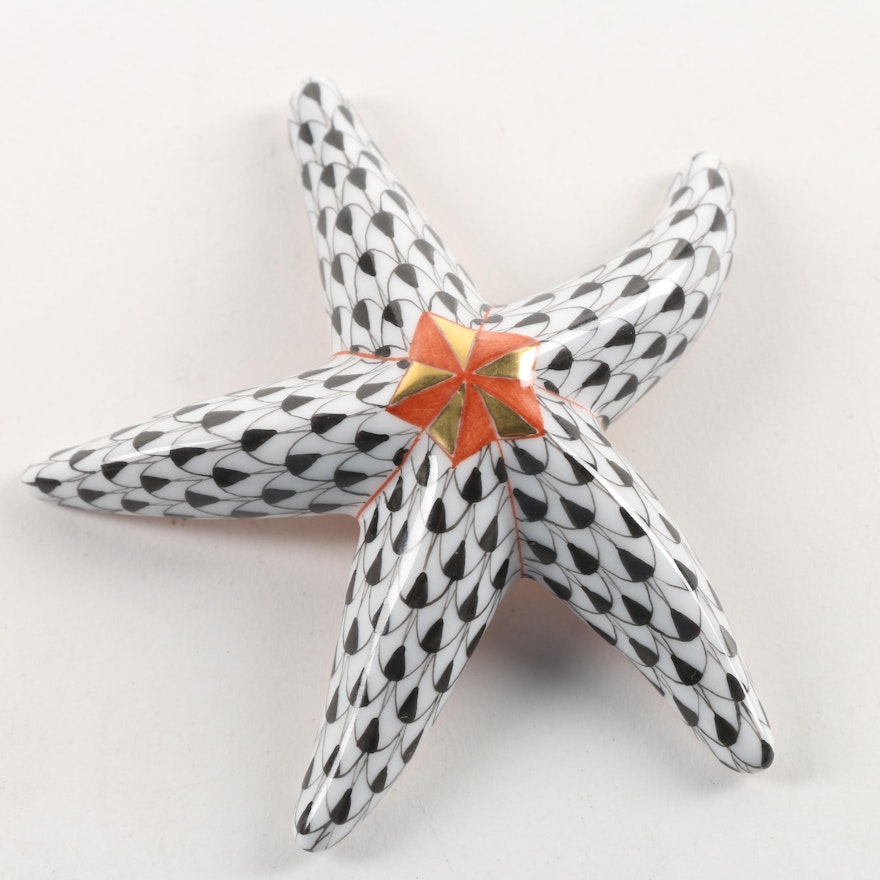 Herend Hungary Miniature Starfish Hand-Painted Porcelain Figurine