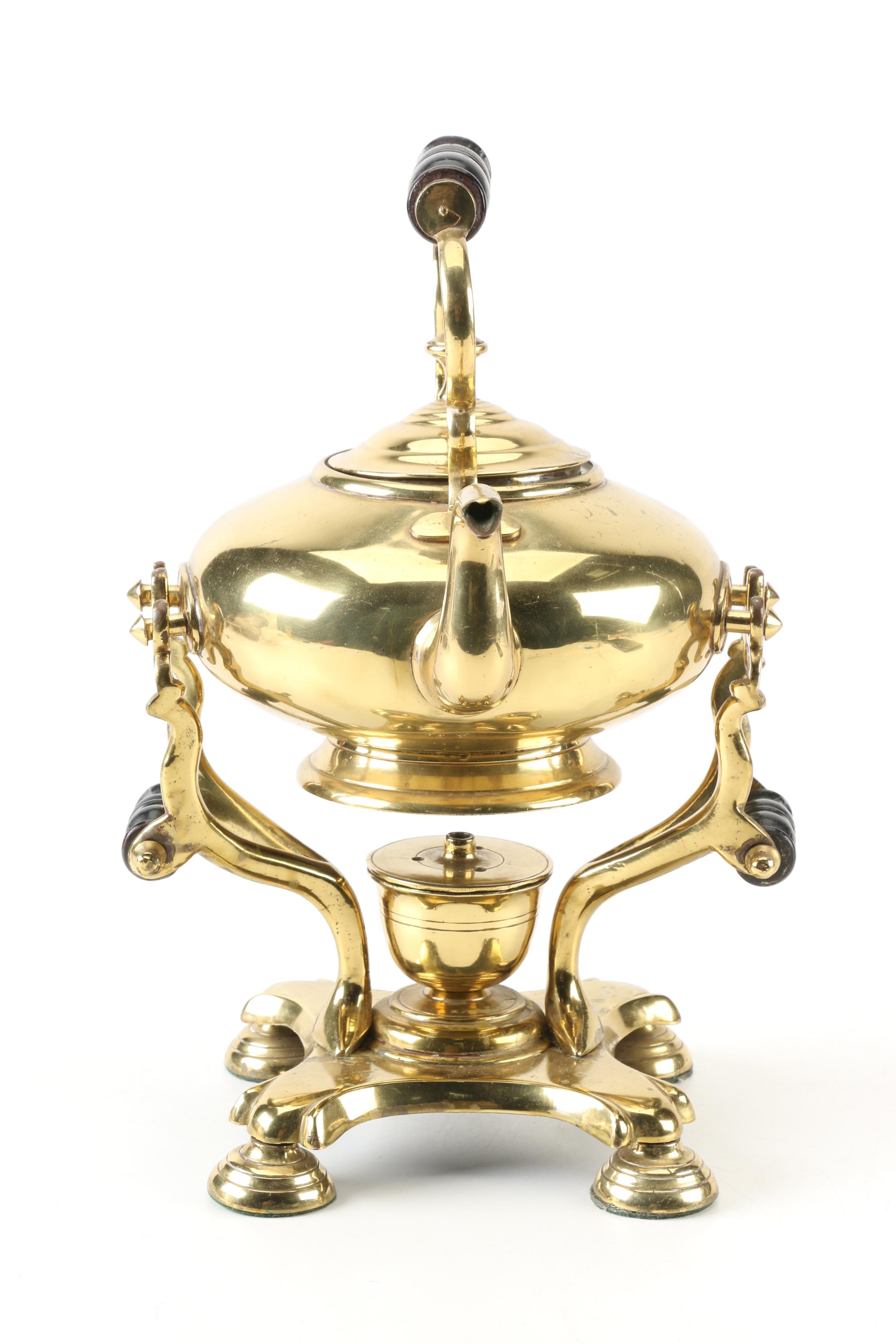 Vintage Brass Tipping Teapot with Warming Stand