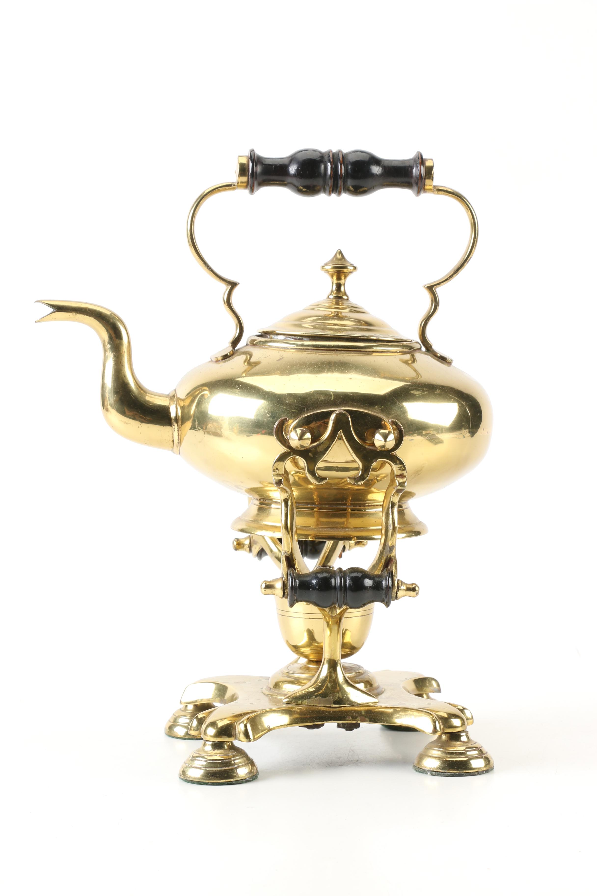 Vintage Brass Tipping Teapot with Warming Stand