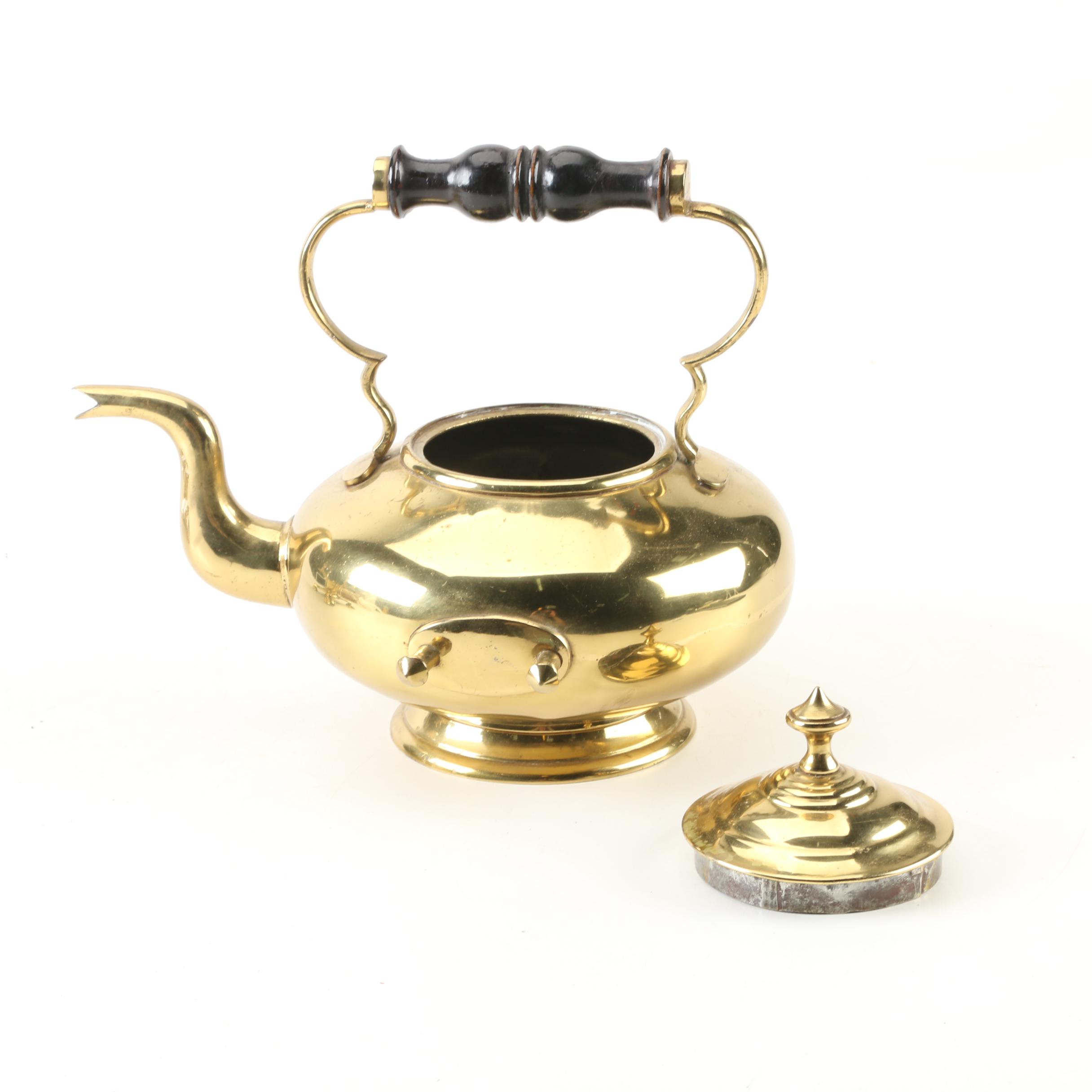 Vintage Brass Tipping Teapot with Warming Stand