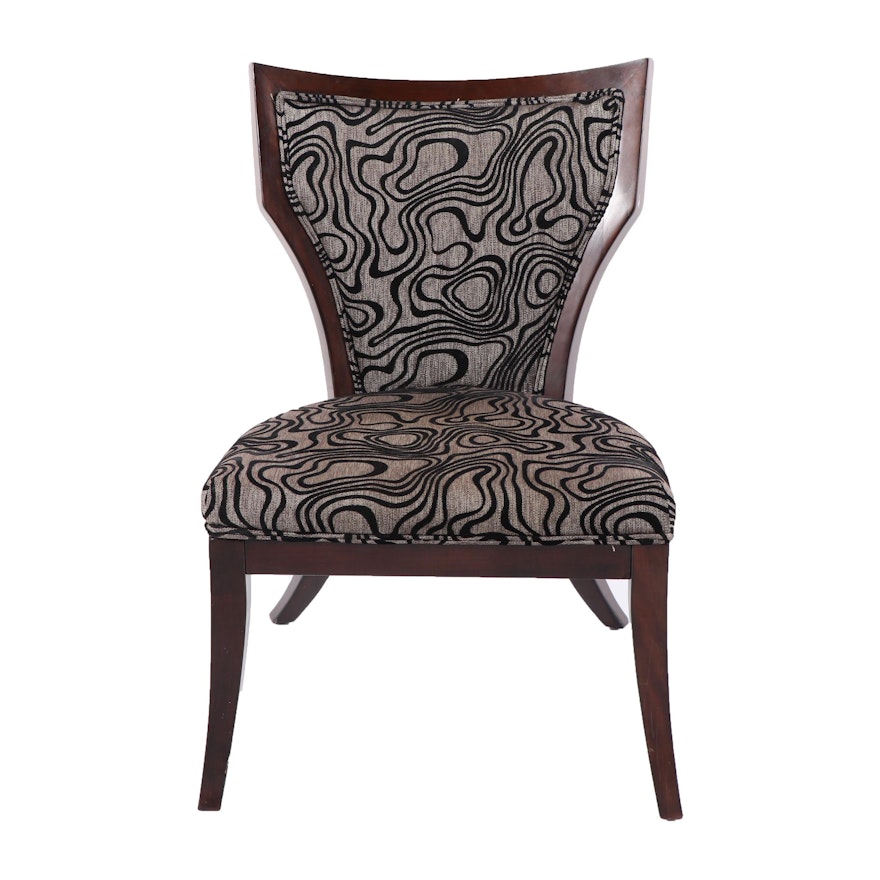 Grey and Black Upholstered Klismos Style Chair