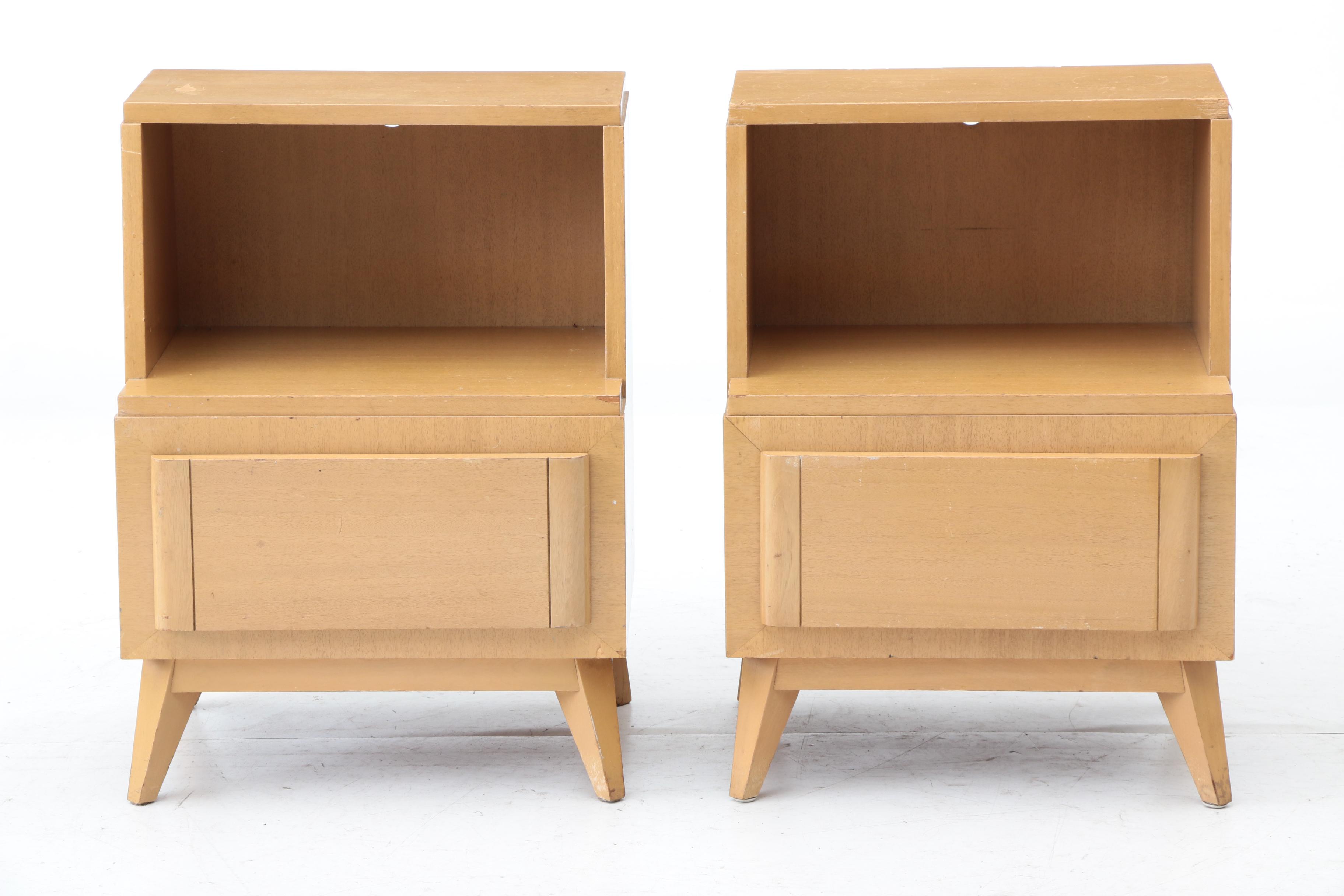 Eliel Saarinen for RWay Blonde Mahogany Nightstand Pair