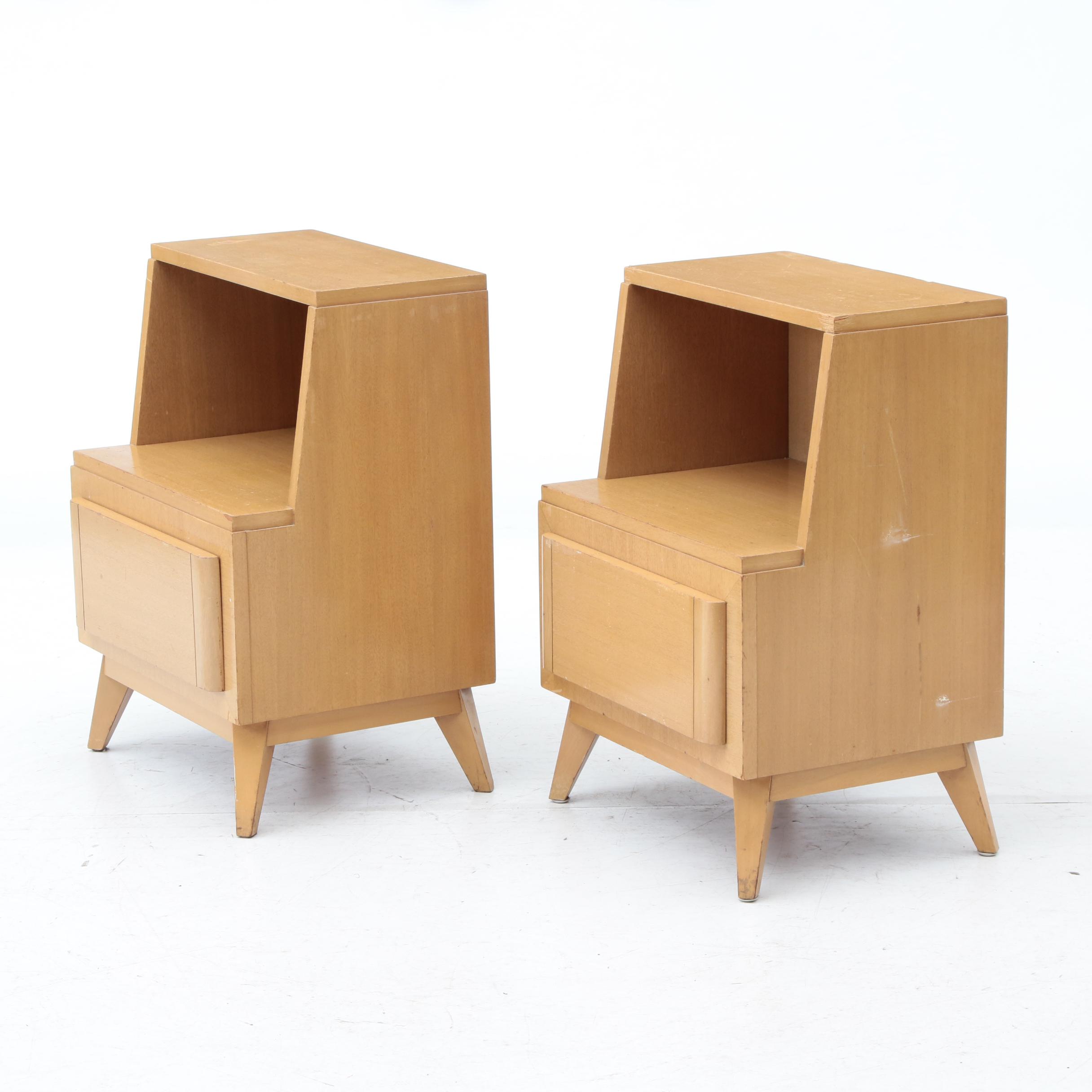Eliel Saarinen for RWay Blonde Mahogany Nightstand Pair