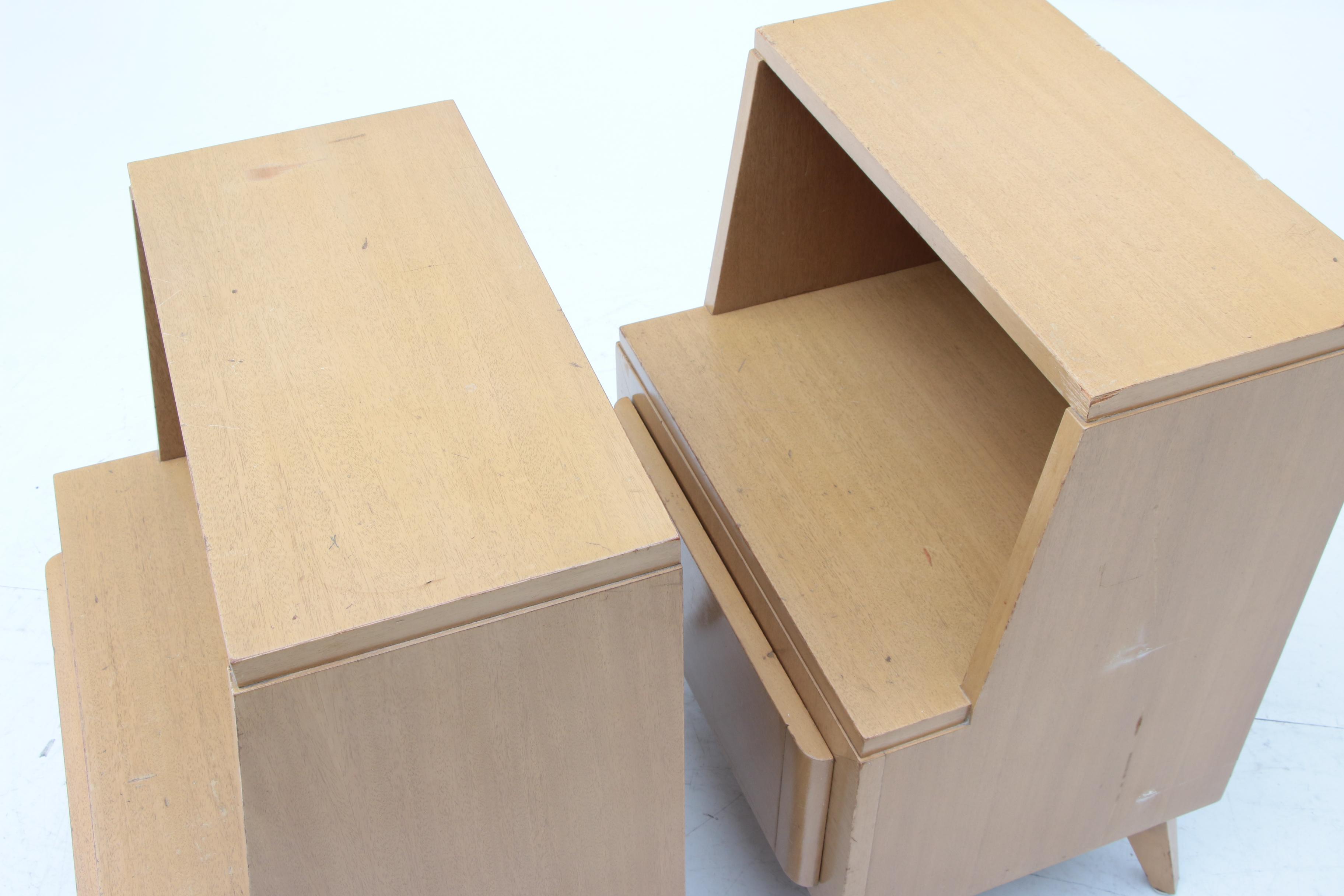 Eliel Saarinen for RWay Blonde Mahogany Nightstand Pair