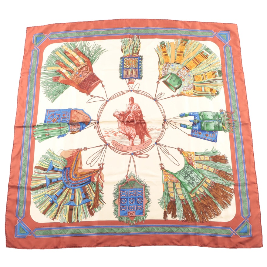 Hermès of Paris "Cuirs du Desert" Silk Scarf