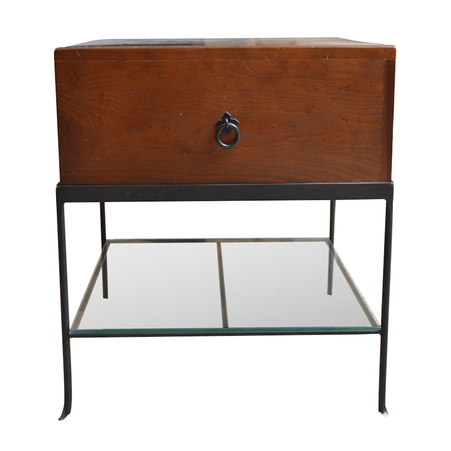 Contemporary Wood and Metal Side Table