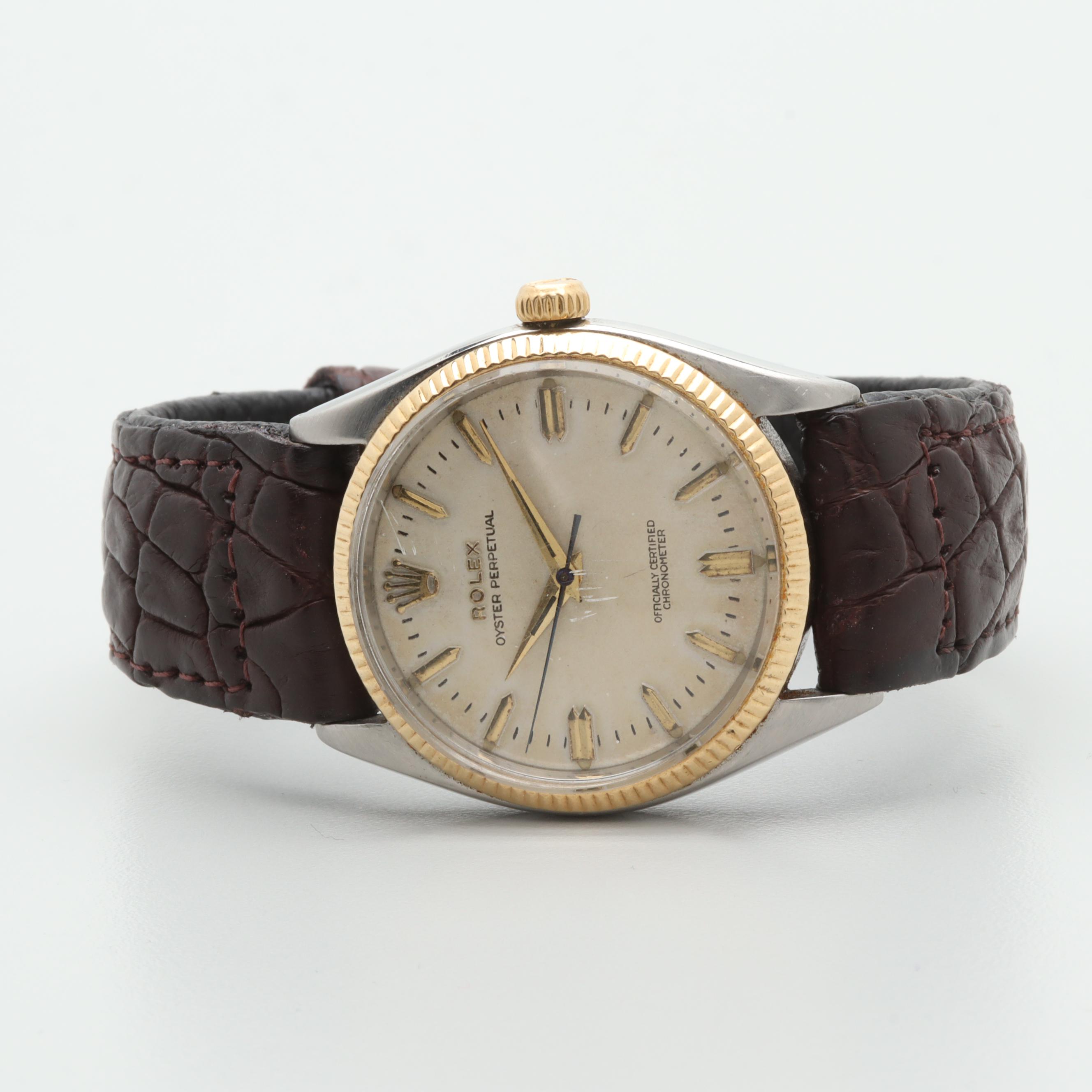 Vintage Rolex Oyster Perpetual Stainless Steel and 14K Yellow Gold Watch