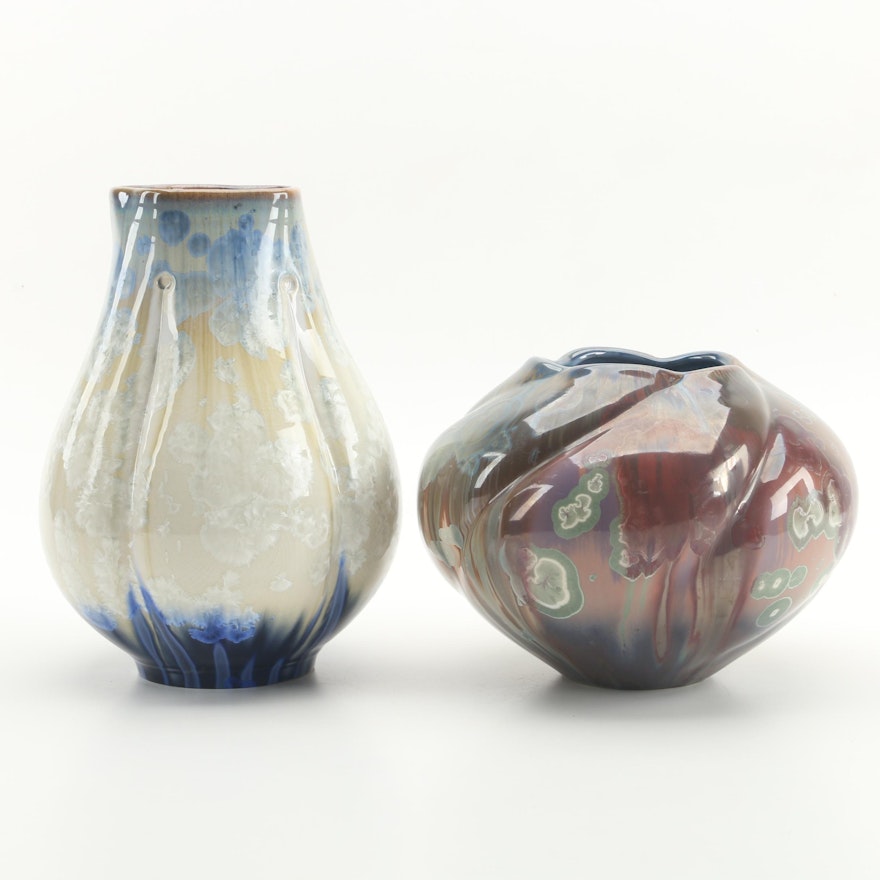 Bill Campbell Porcelain Vases with Crystalline Glaze