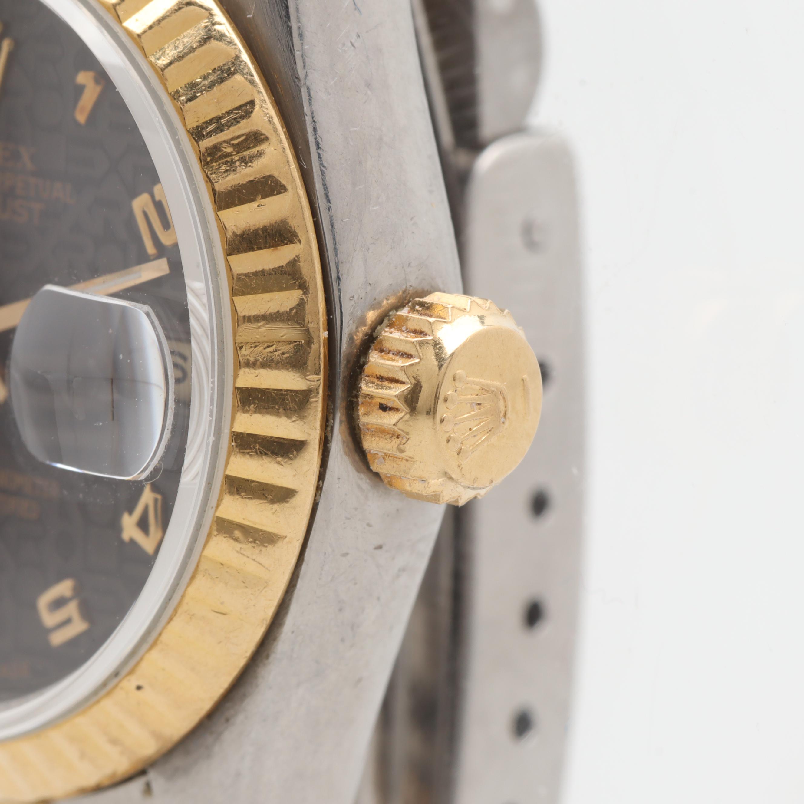 Circa 1987 Rolex Oyster Perpetual Datejust 18K Gold and Stainless Watch