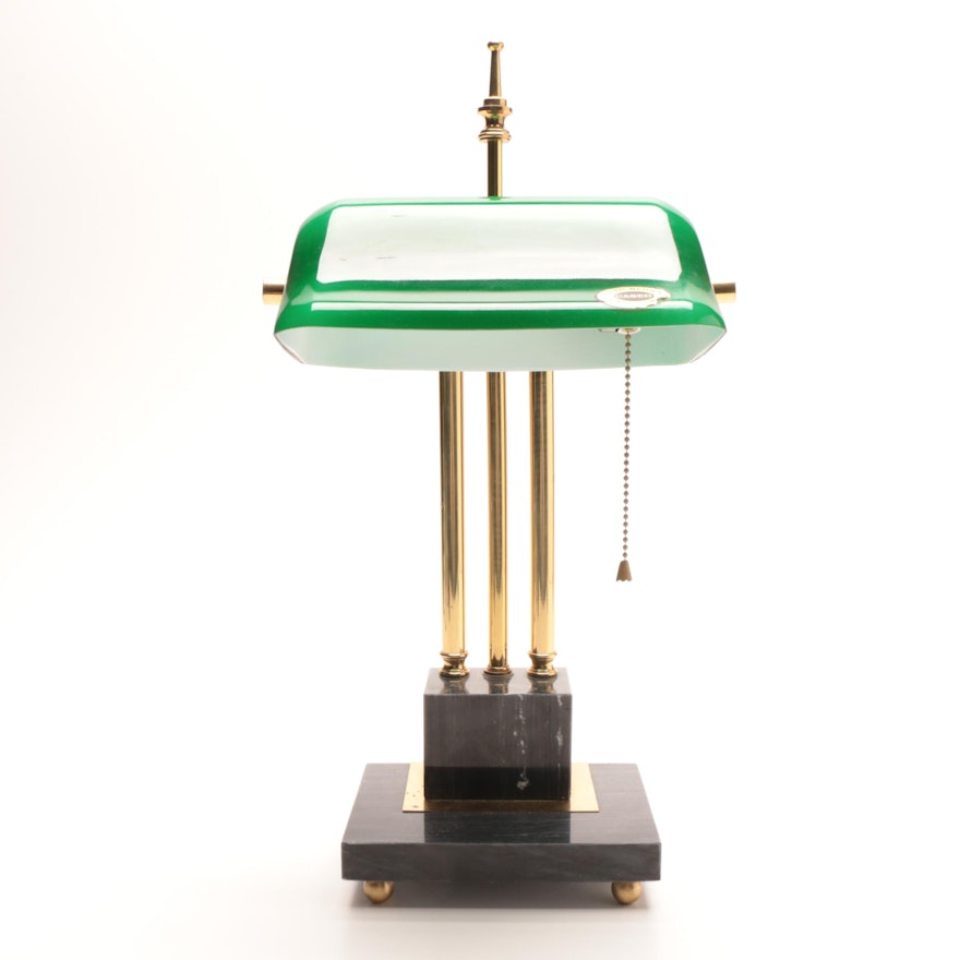 Brass and Marble Bankers Lamp