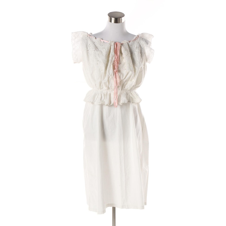 Vintage Cotton Nightgown and Eyelet Bed Jacket