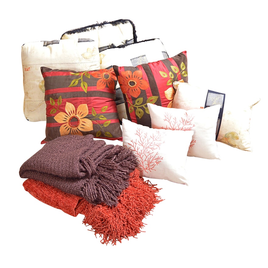 Pier I Pillow Collection with Fringed Throws