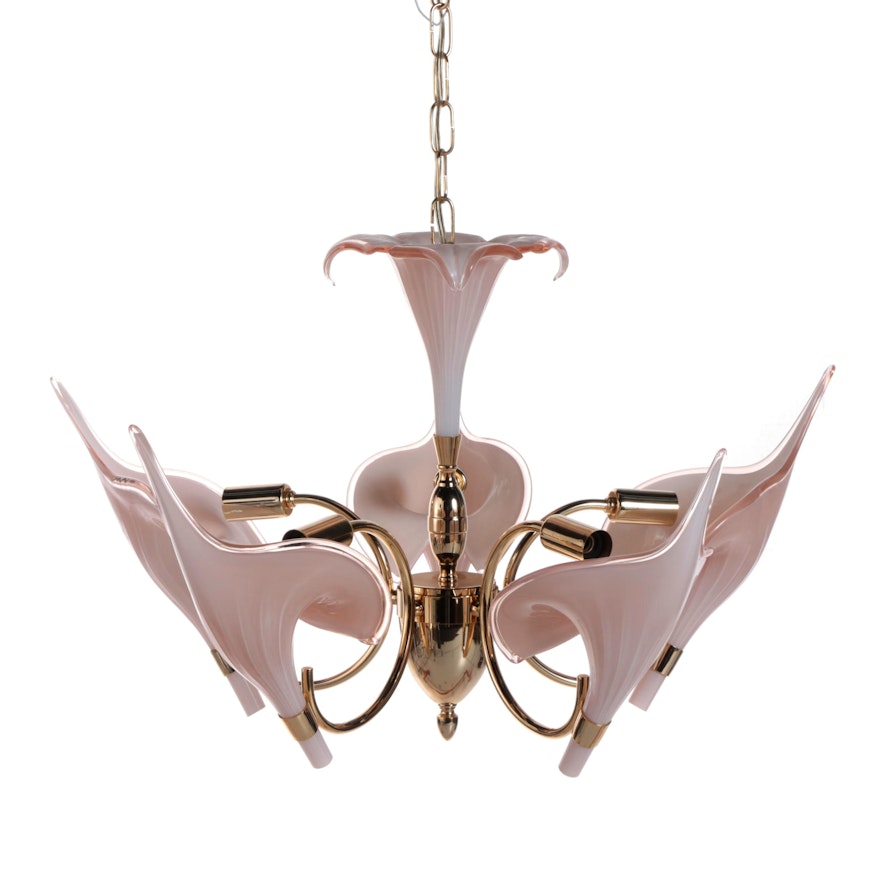 Murano Style Glass Calla Lily Chandelier