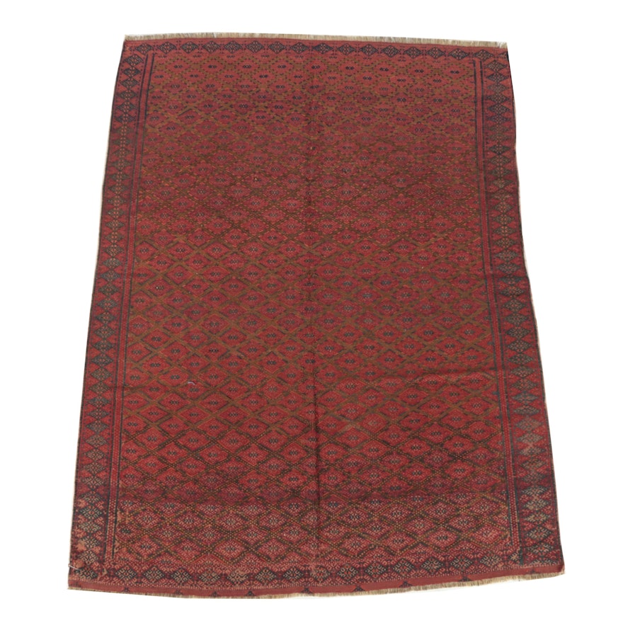 Handwoven Russian Turkmen Style Wool Area Rug