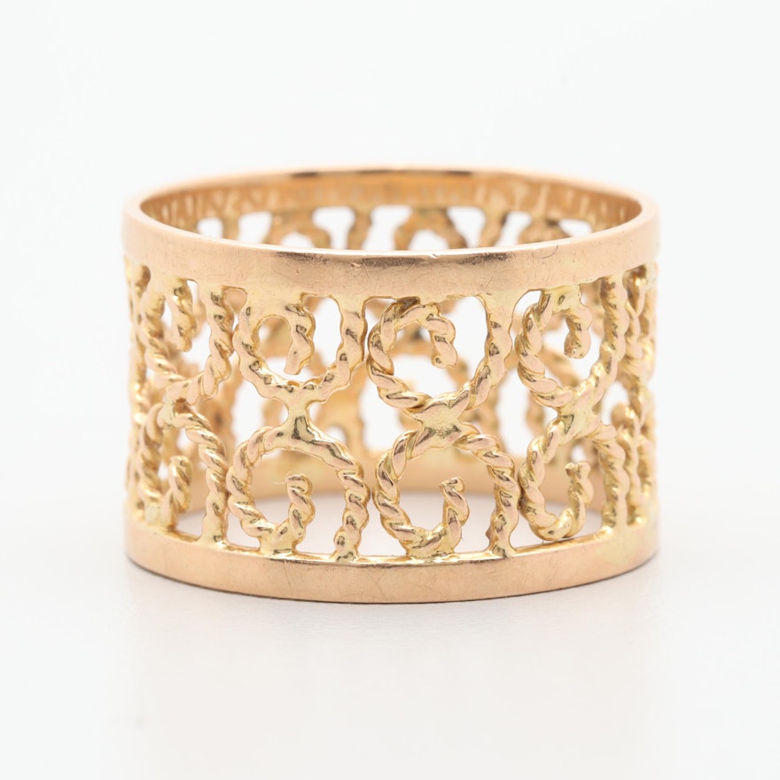 18K Yellow Gold Scrolled Openwork Ring