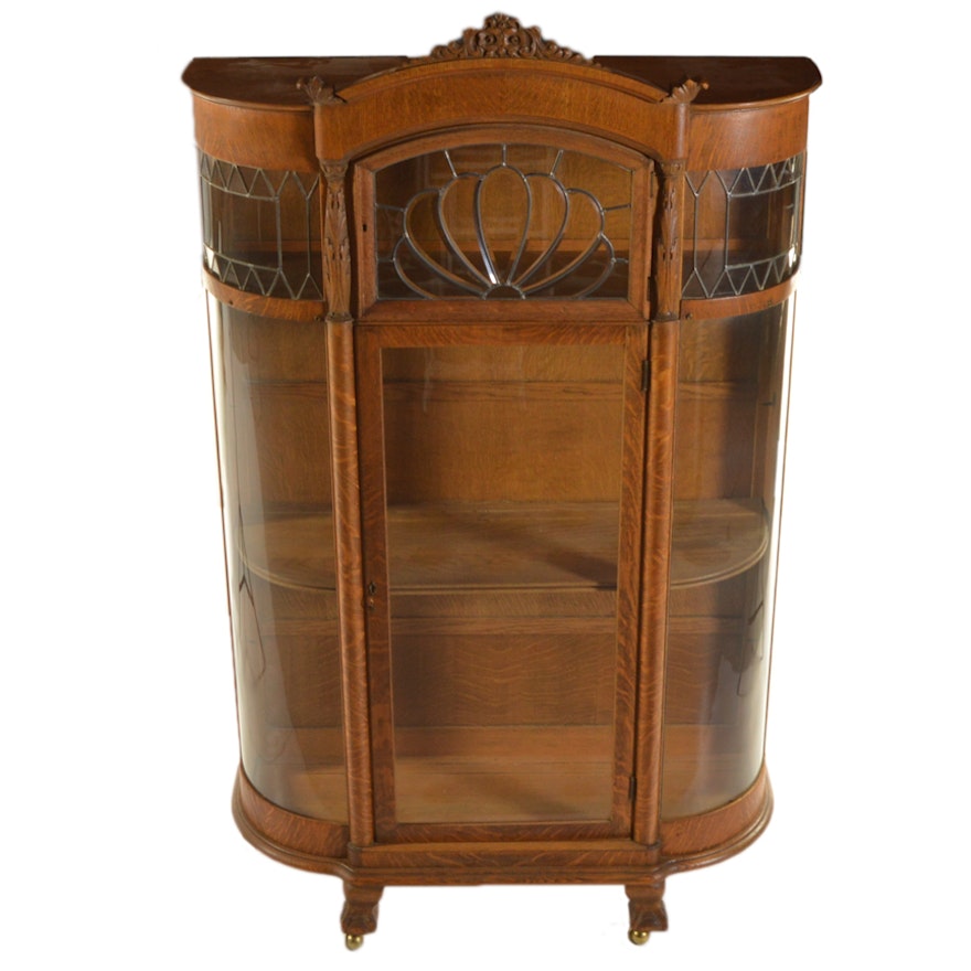 Victorian Style Oak Curio Cabinet