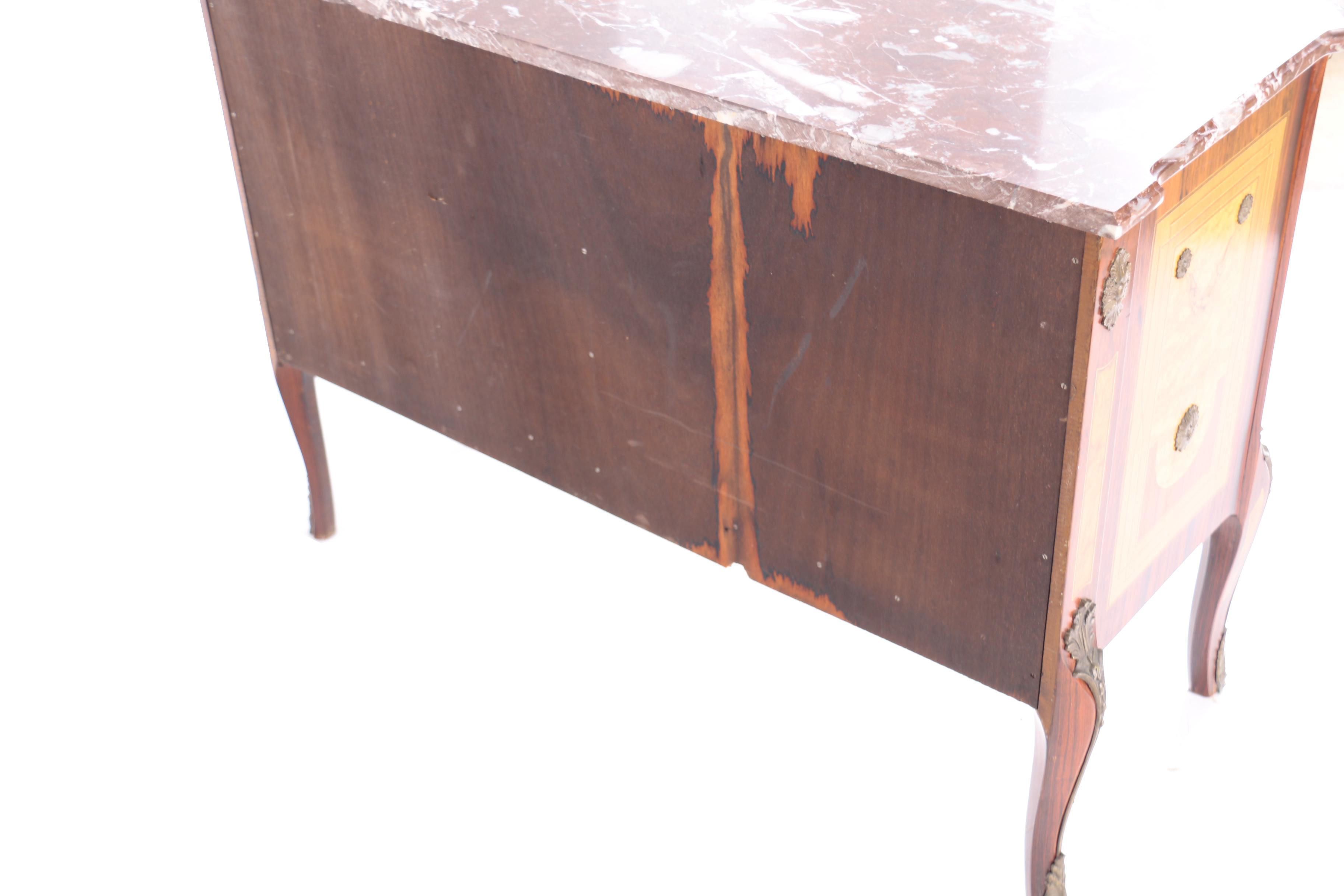 Louis XVI Style Brass-Mounted Kingwood and Marquetry Commode, 20th Century