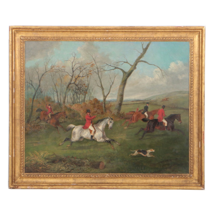 George Henry Laporte 19th Century Oil Painting English Hunting Scene