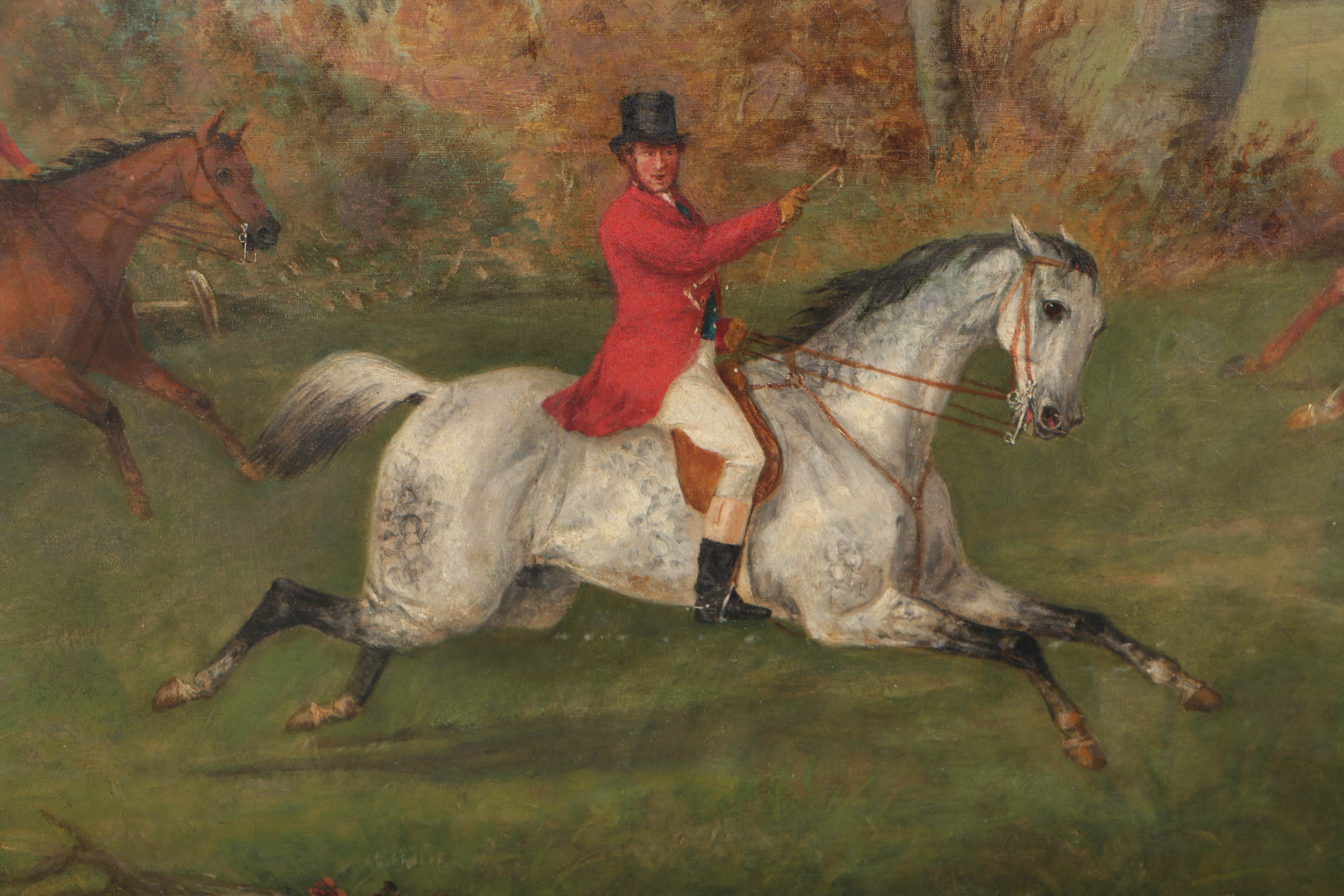 George Henry Laporte 19th Century Oil Painting English Hunting Scene