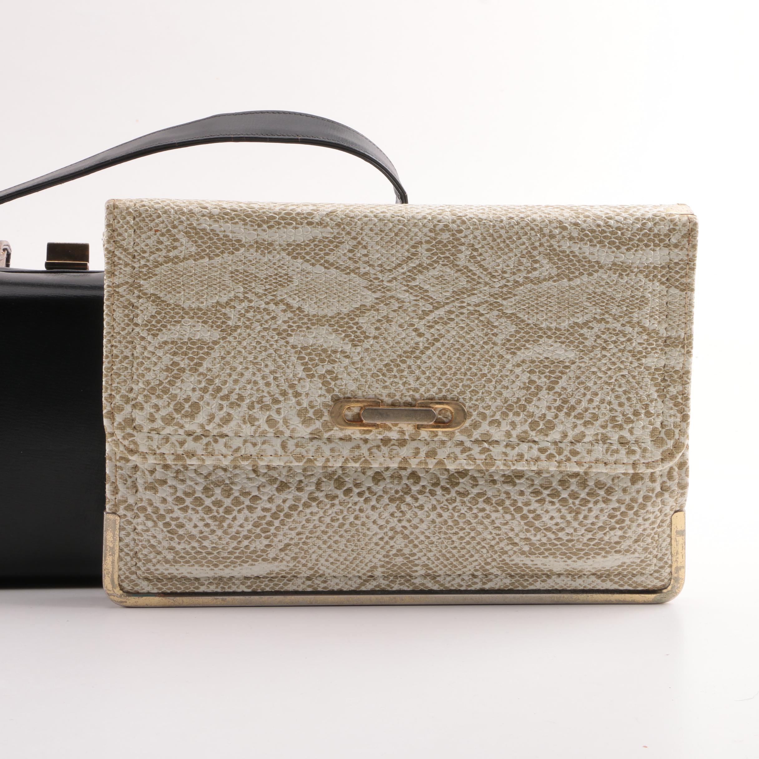 Vintage Leather and Vinyl Box Purses, Wristlets, Wallet and Clutch