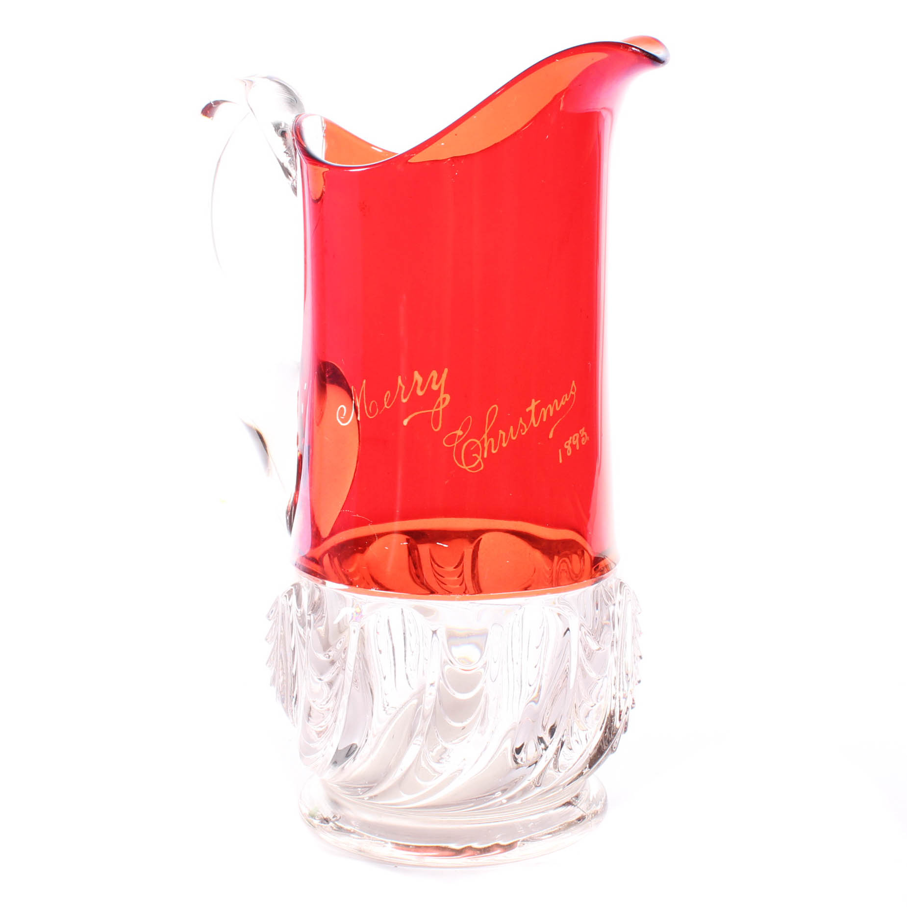 Antique Ruby Flash Christmas Pitcher