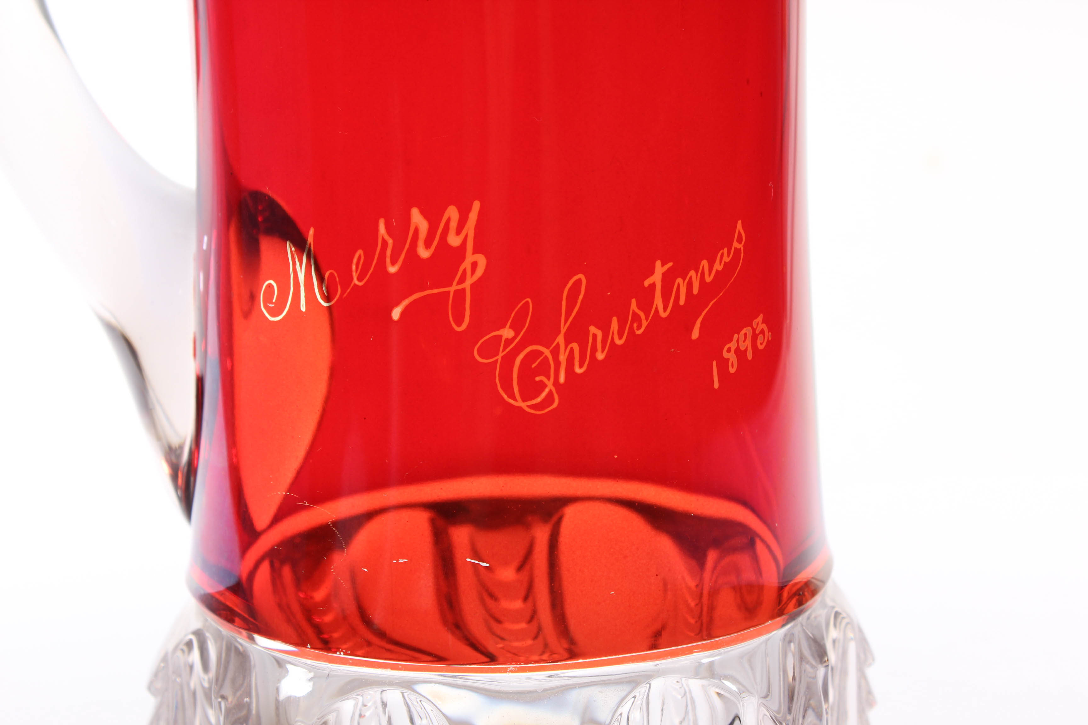 Antique Ruby Flash Christmas Pitcher