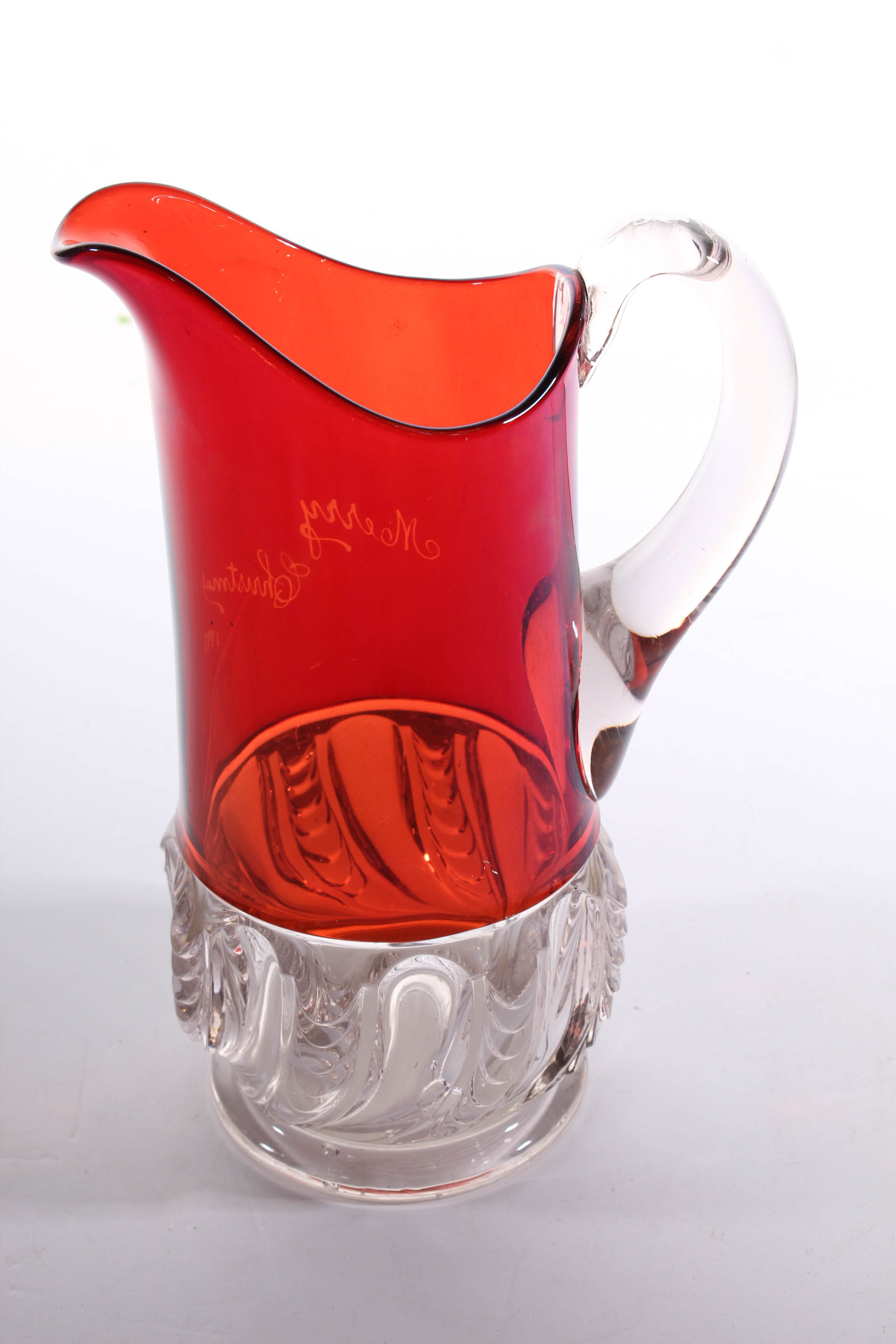 Antique Ruby Flash Christmas Pitcher