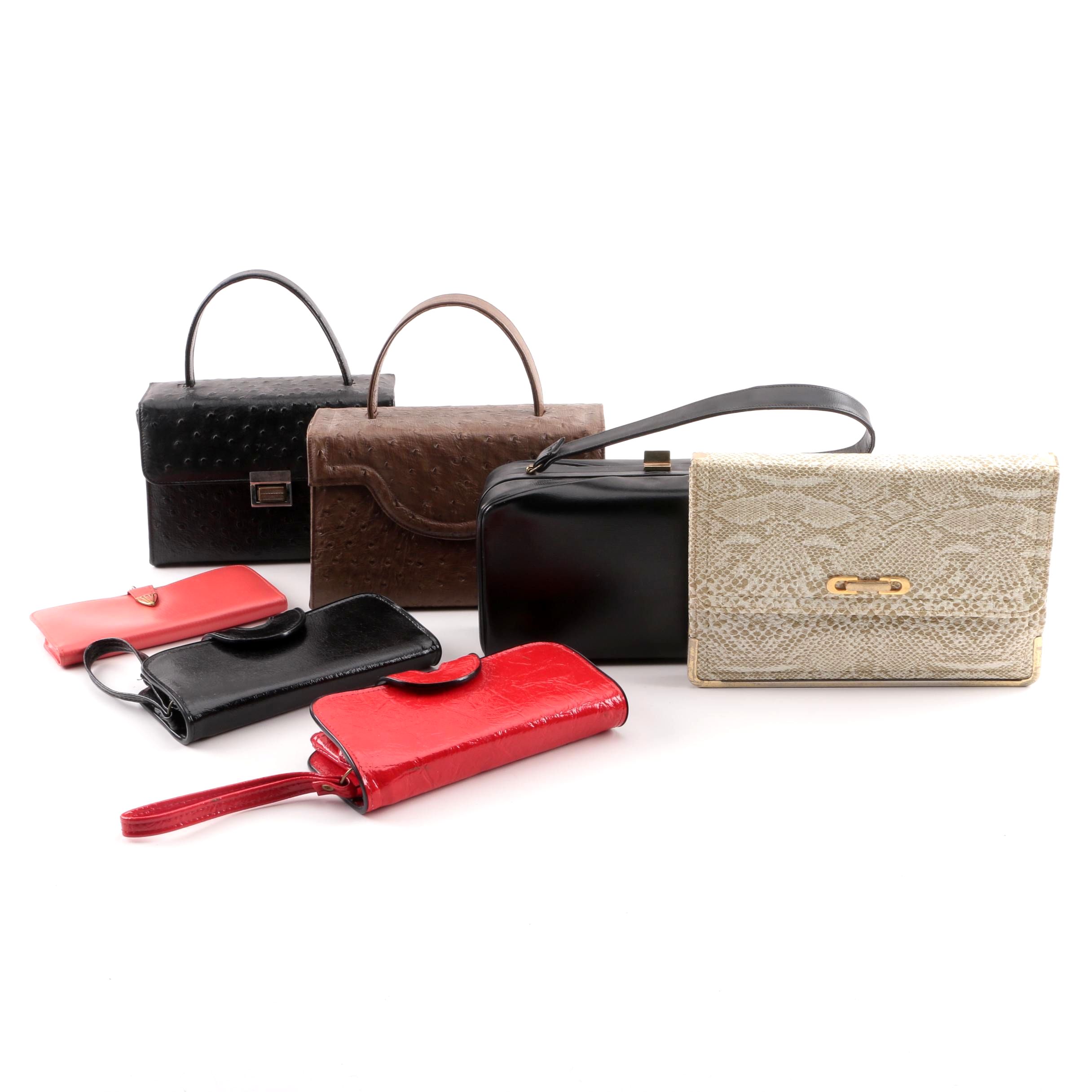 Vintage Leather and Vinyl Box Purses, Wristlets, Wallet and Clutch