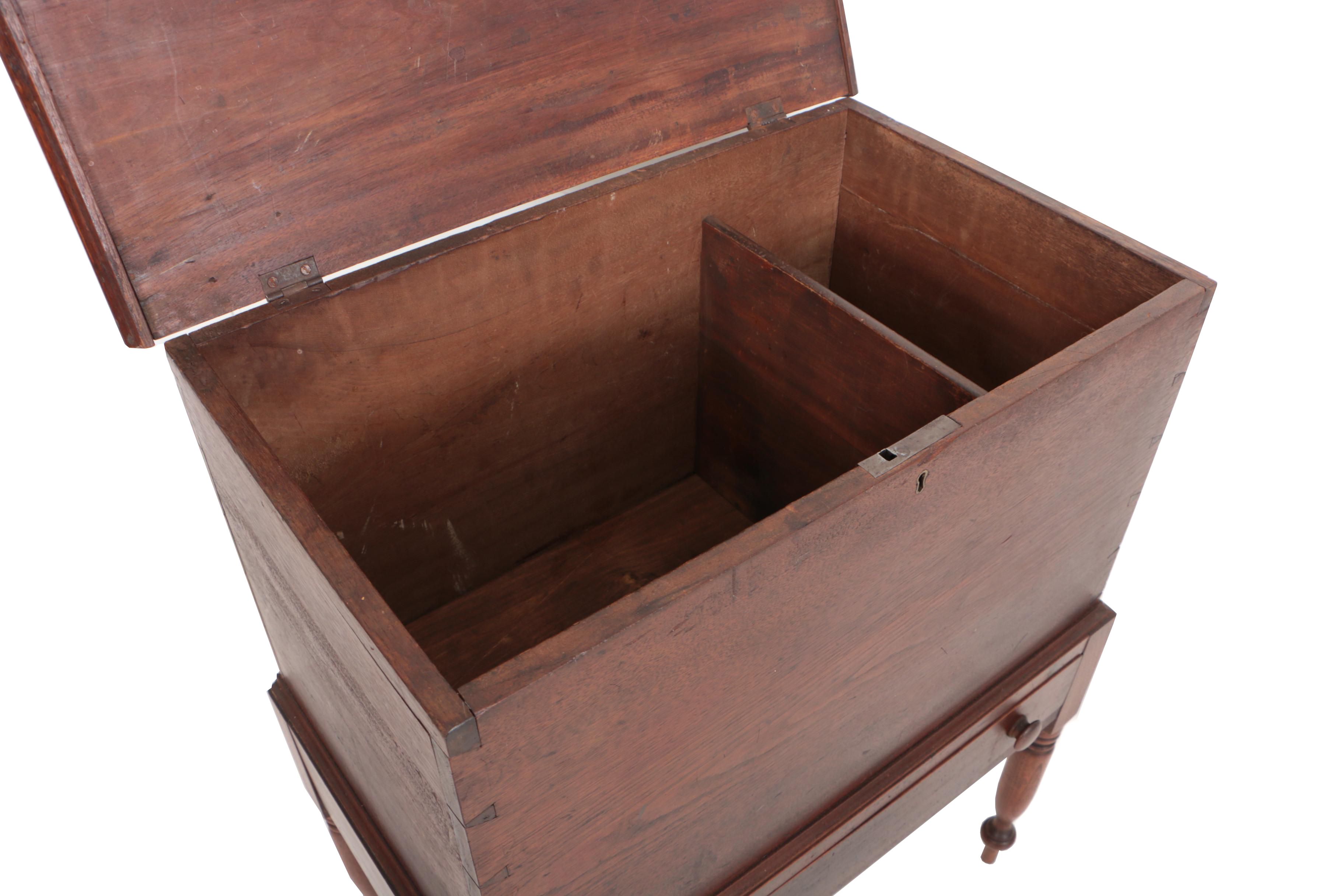 Southern Late Federal Walnut Sugar Chest-on-Frame, Circa 1820-1840