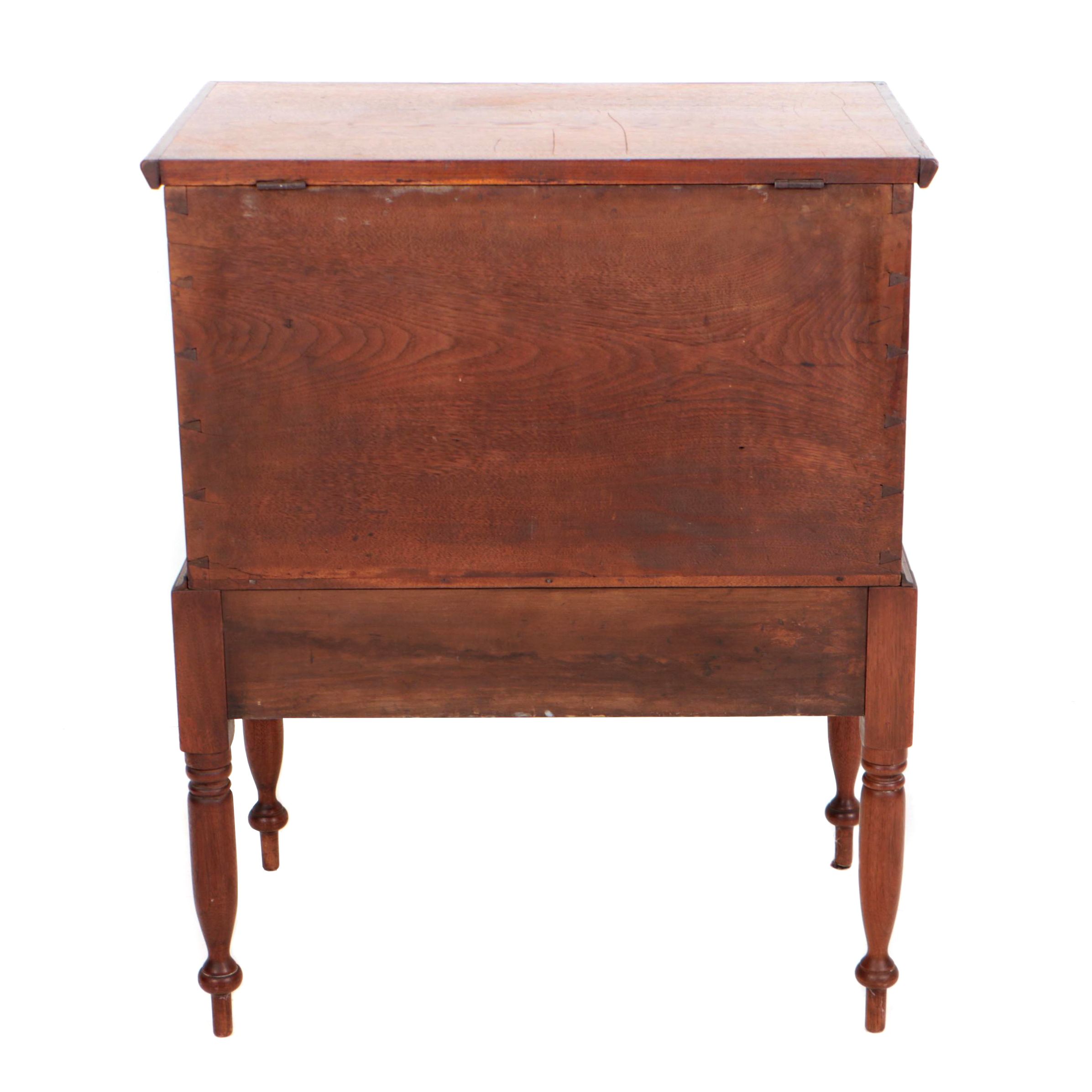 Southern Late Federal Walnut Sugar Chest-on-Frame, Circa 1820-1840