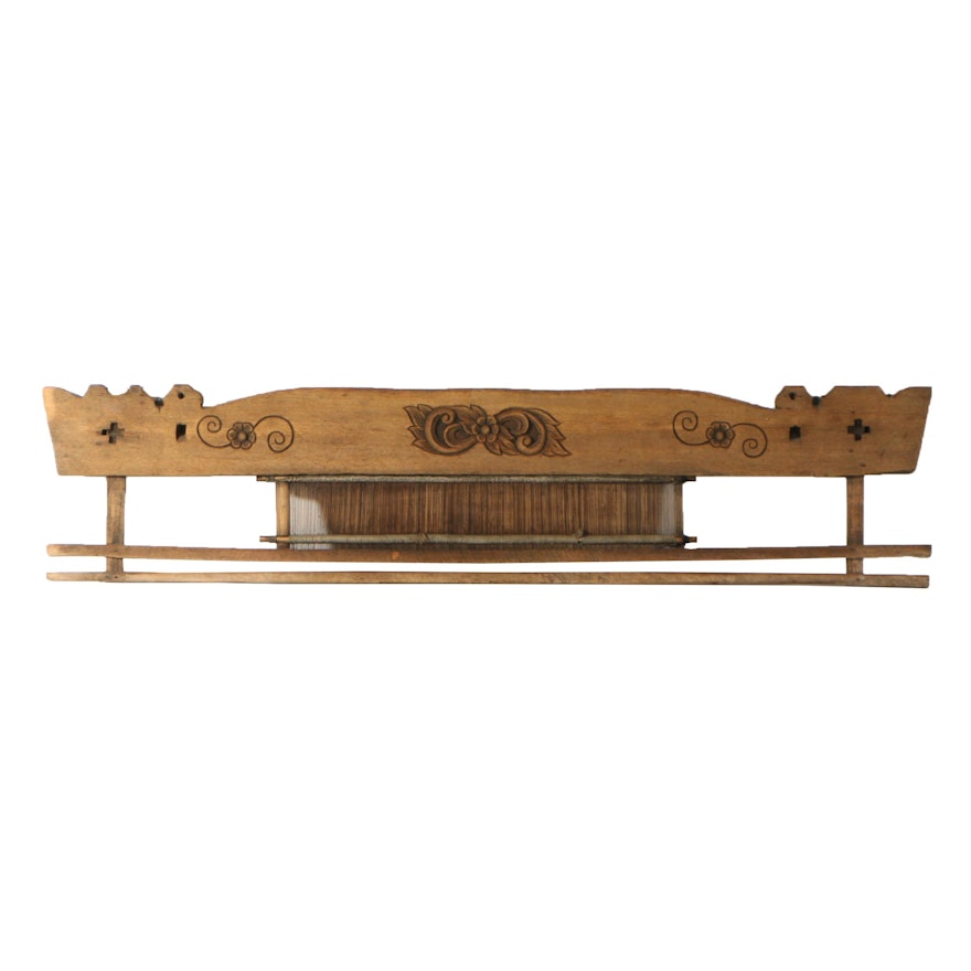 Carved Wood Decorative Reed Loom