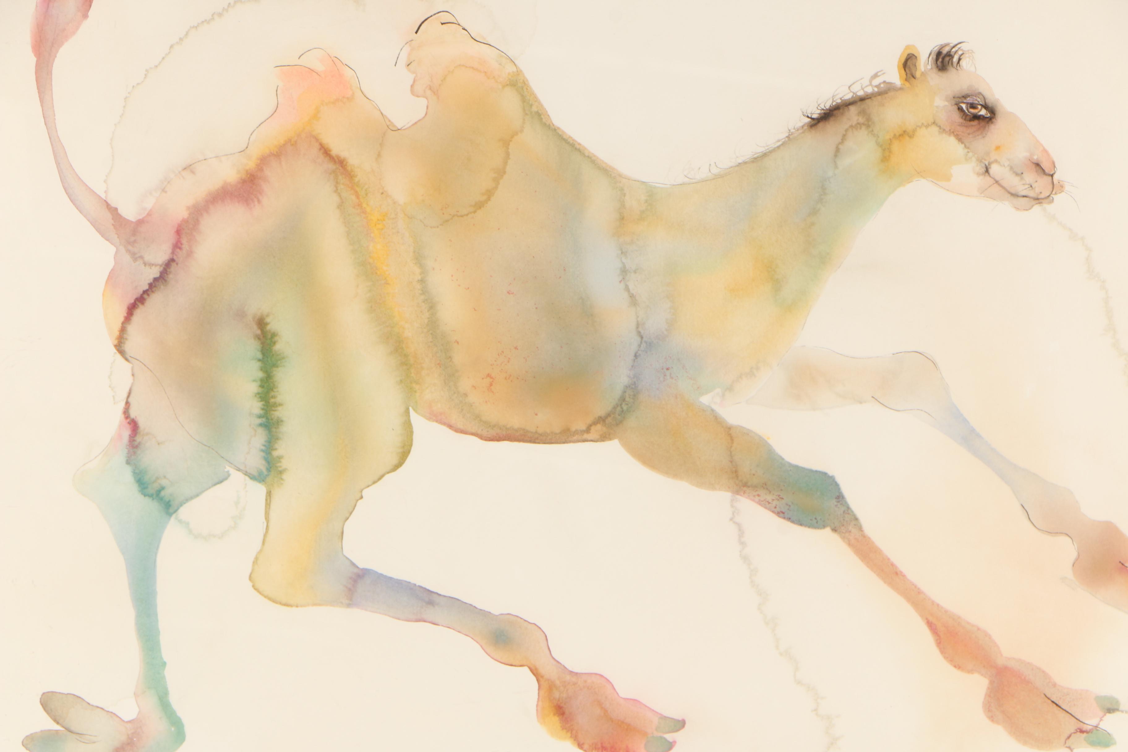 Carol Grigg 1988 Watercolor and Gouache Painting "Baby Camille"