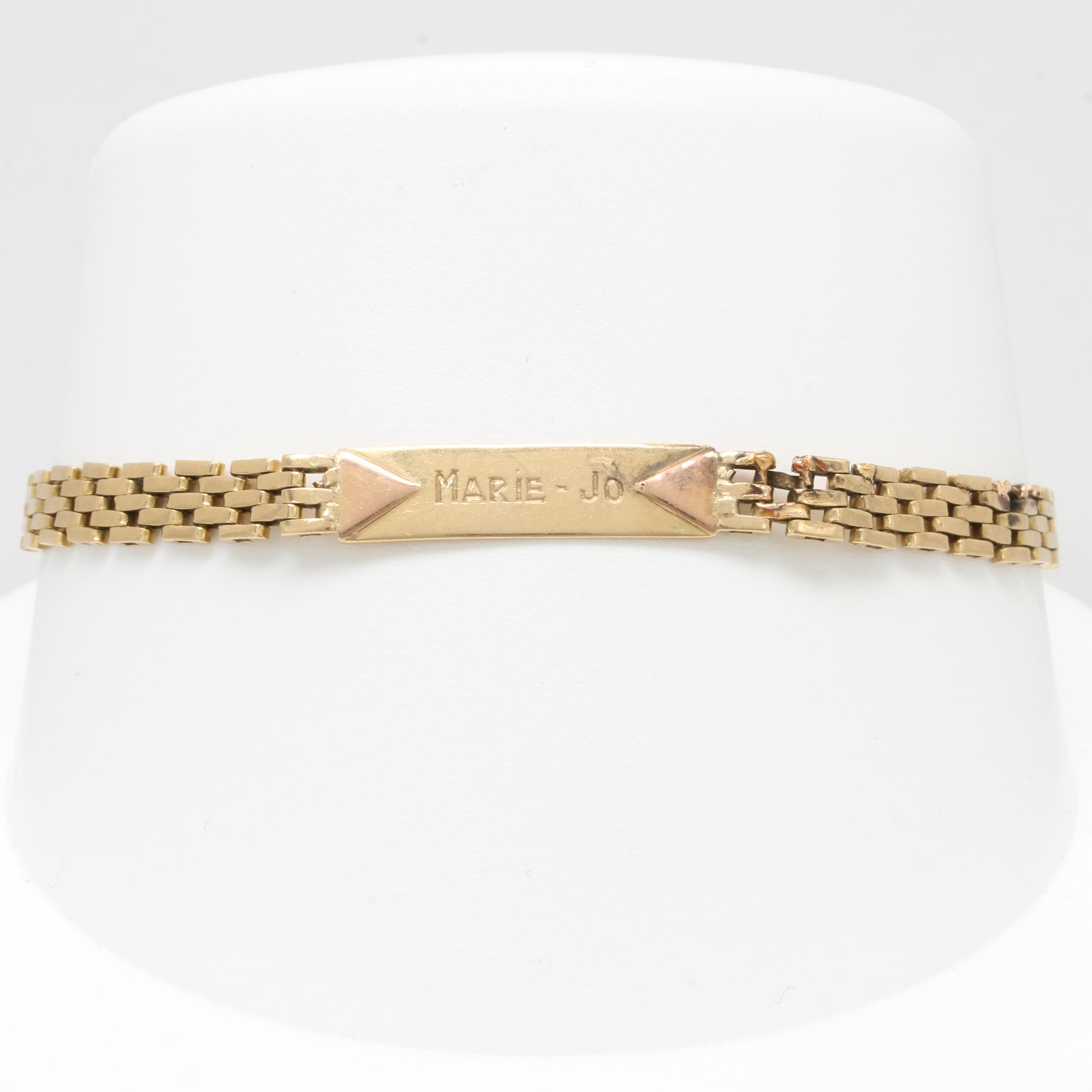 18K Yellow Gold Engraved I.D. Bracelet