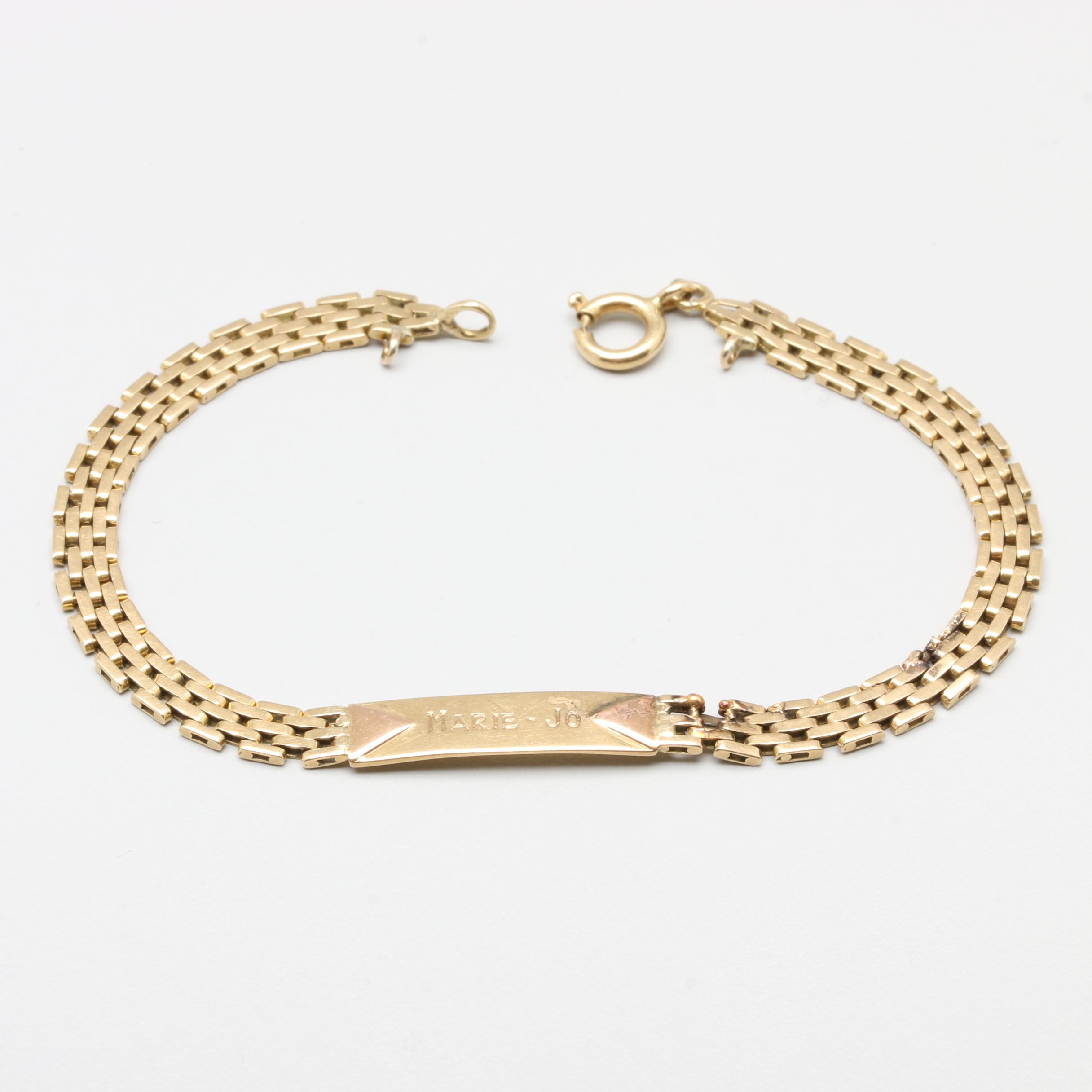 18K Yellow Gold Engraved I.D. Bracelet