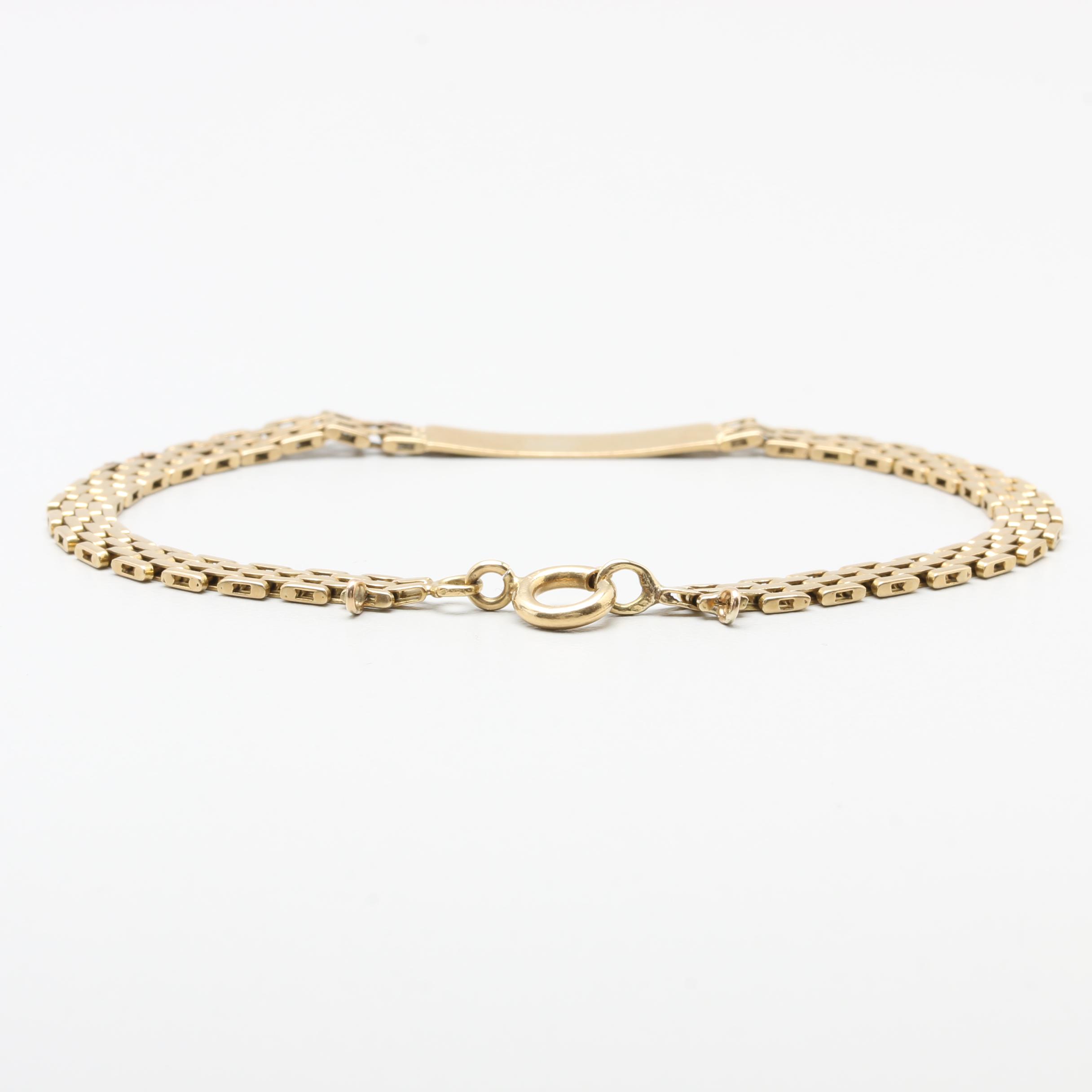 18K Yellow Gold Engraved I.D. Bracelet