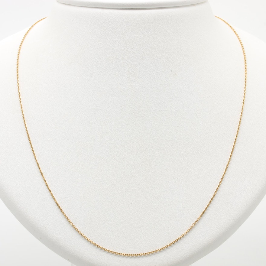 18K Yellow Gold Cable Link Chain Necklace