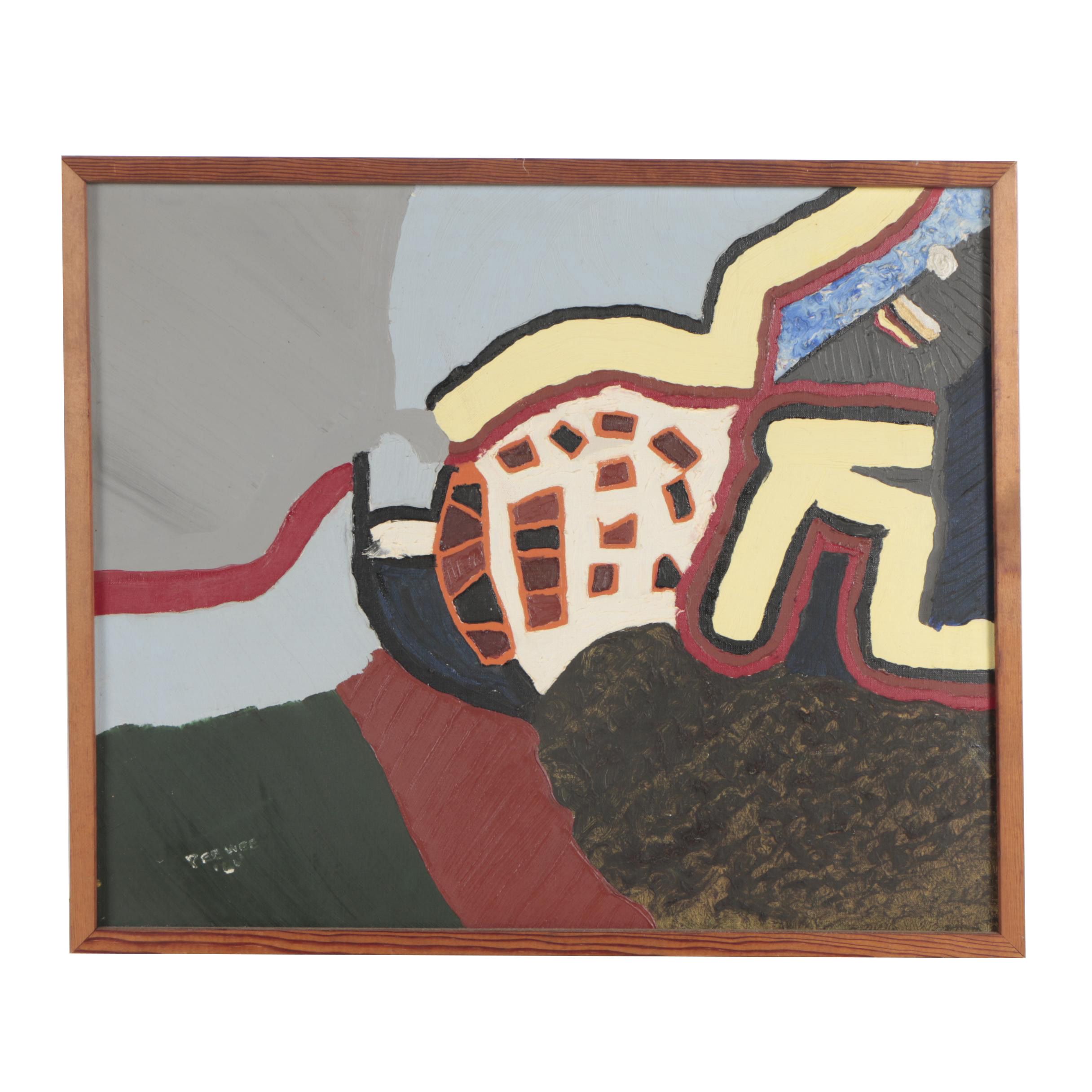 Pee Wee Russell 1966 Oil Painting "Muskogee Schoolroom"