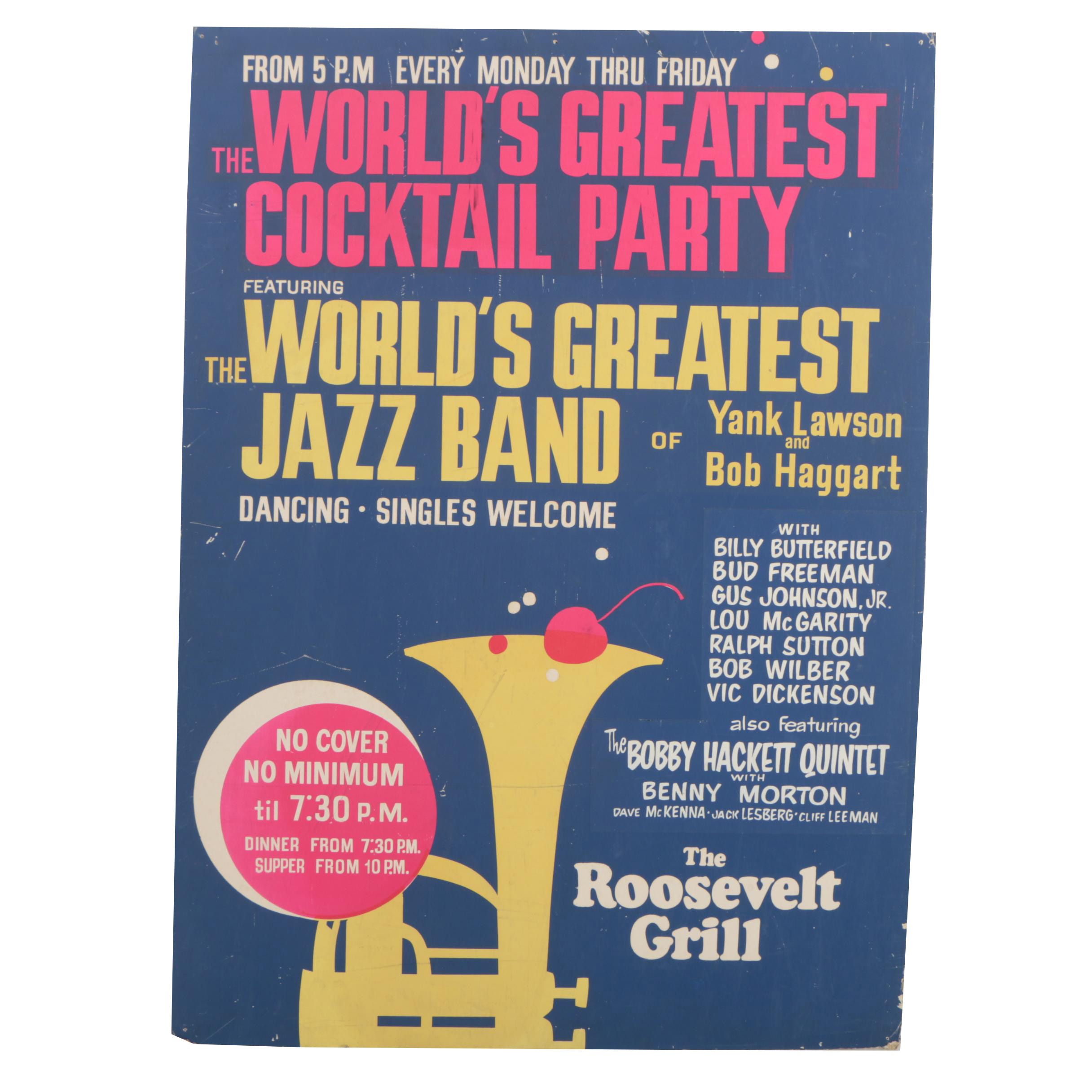 Vintage Serigraph Cocktail Party and Jazz Poster