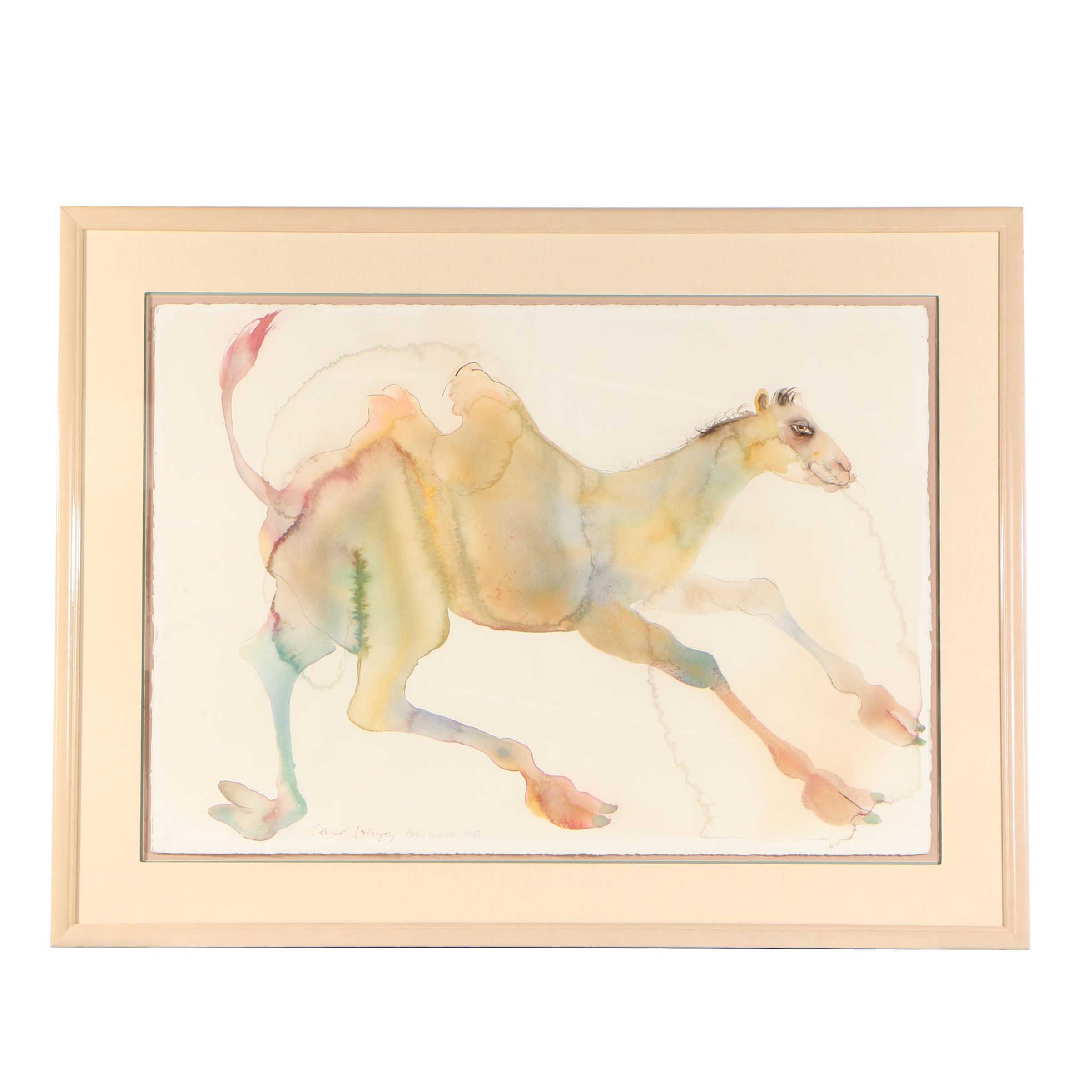 Carol Grigg 1988 Watercolor and Gouache Painting "Baby Camille"