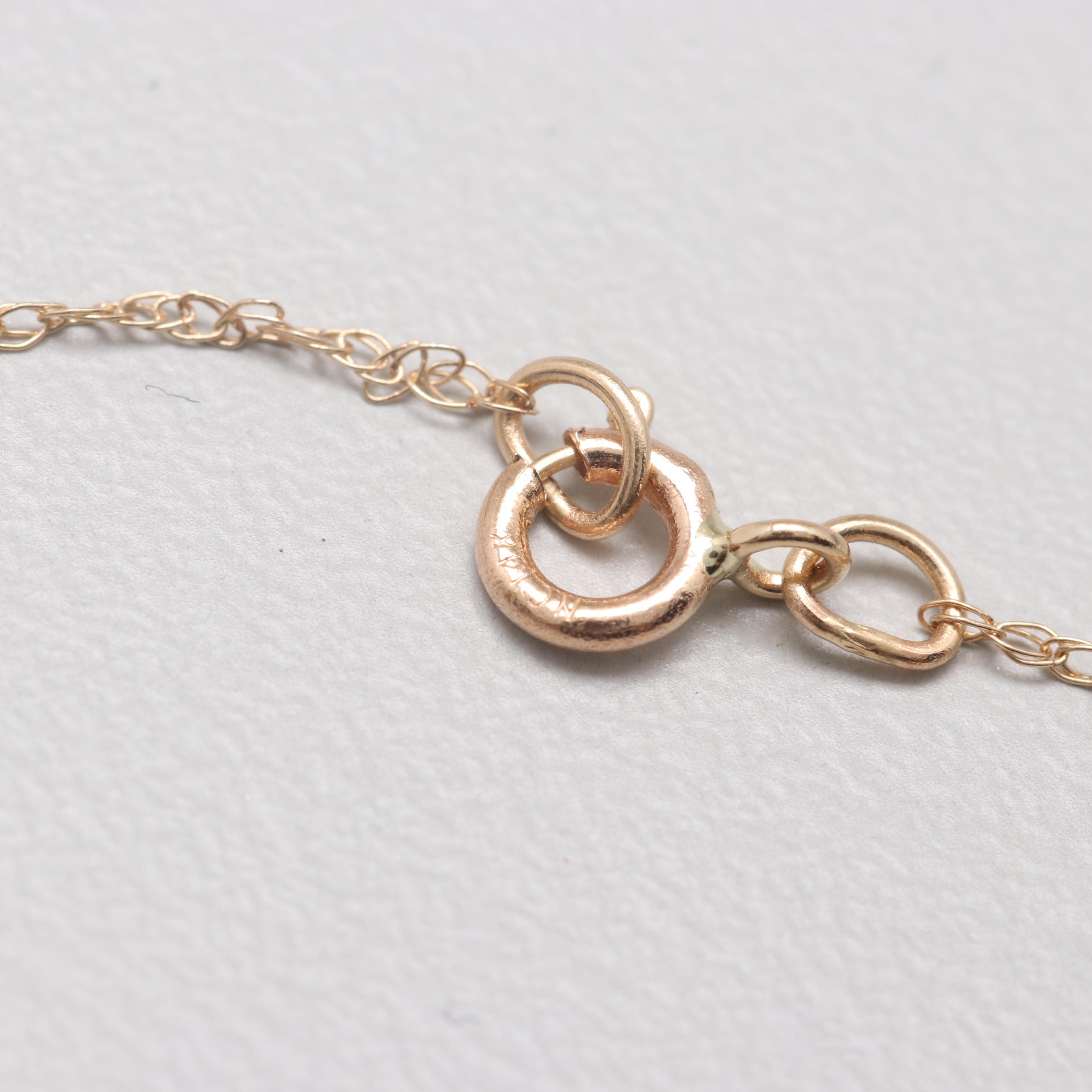 14K Yellow Gold Necklace and Enamel Charm